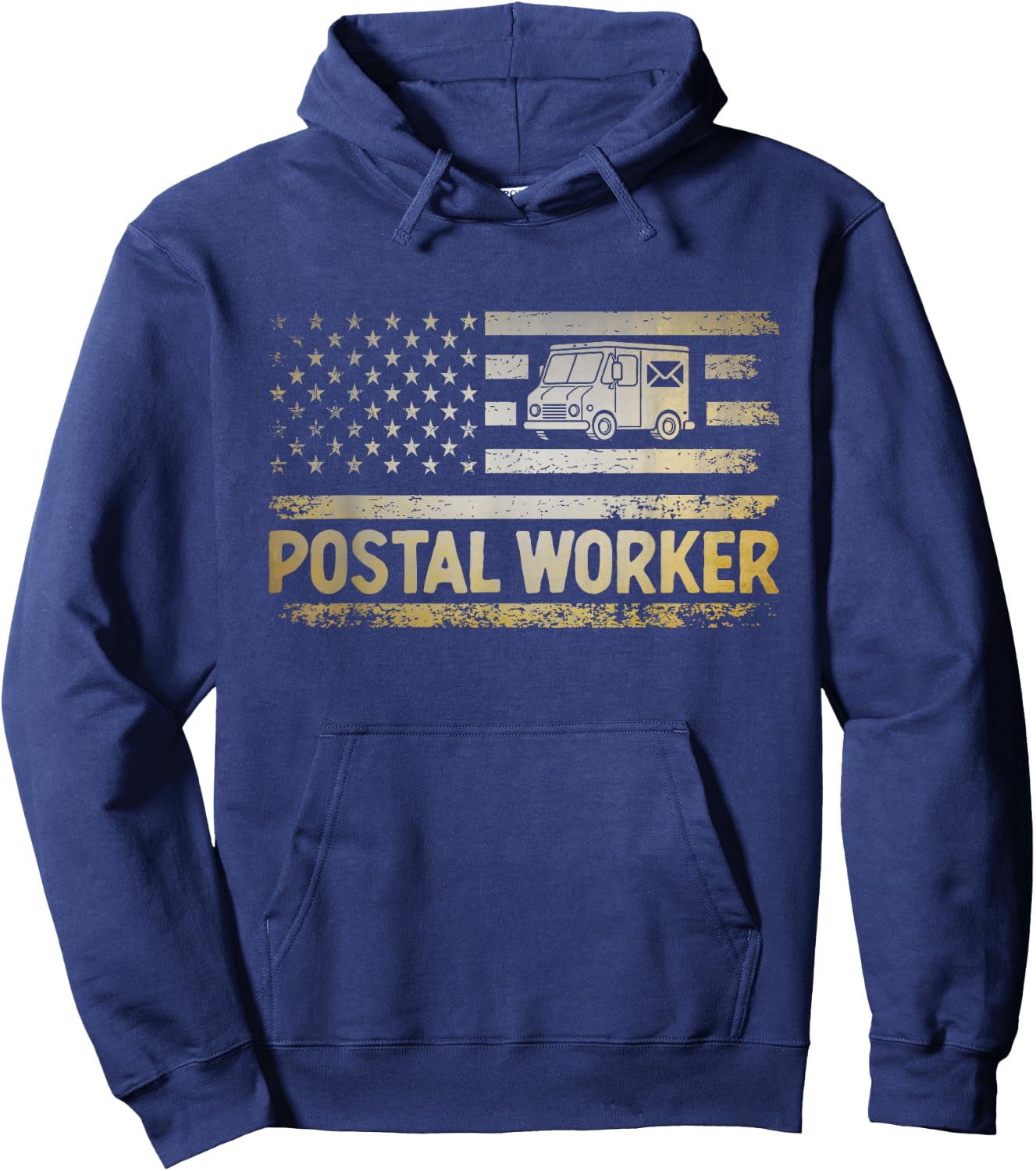USA Flag Patriotic Postal Worker Mailman Mail Lady Novelty Hoodie - Hoodie | Navy