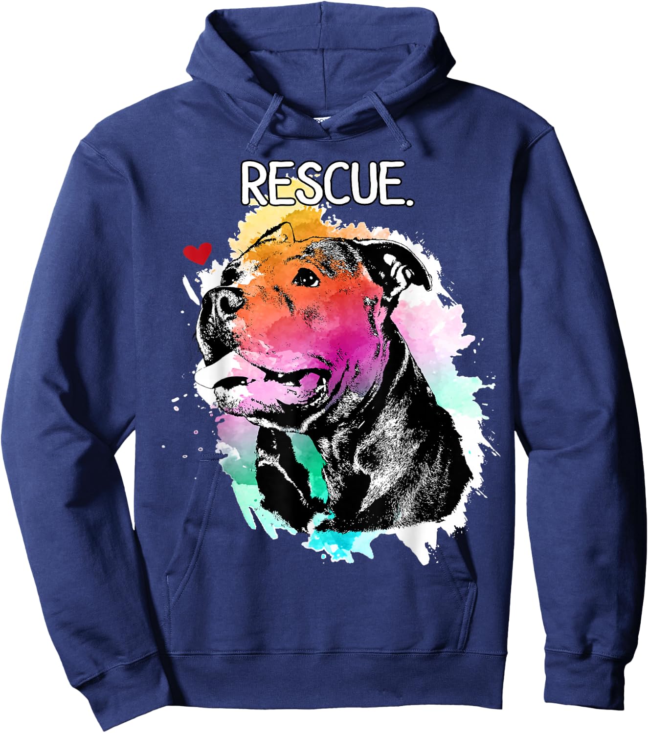 Pitbull Rescue Dog Adopt Don't Shop Watercolor Pittie Mom Hoodie - Hoodie | Navy