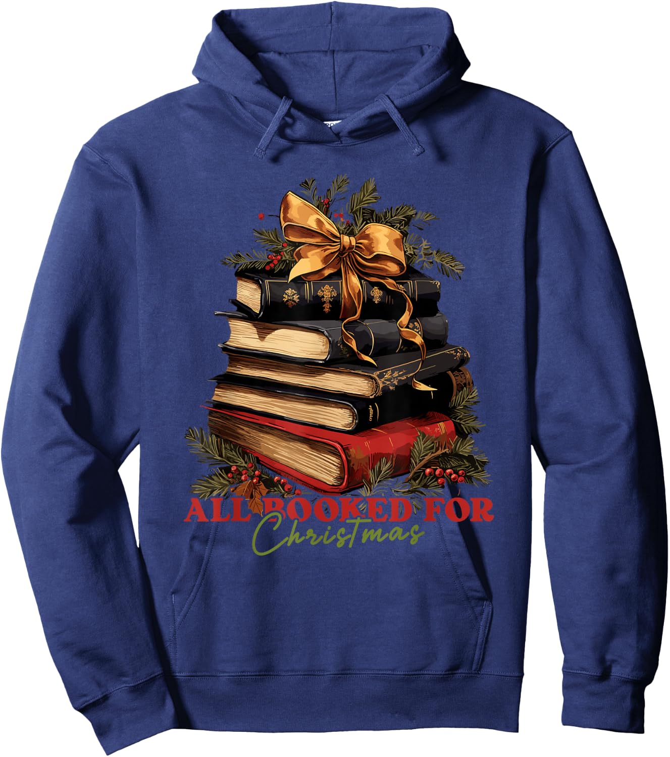 All booked for Christmas, Christmas Book Tree for Teacher Hoodie - Hoodie | Navy