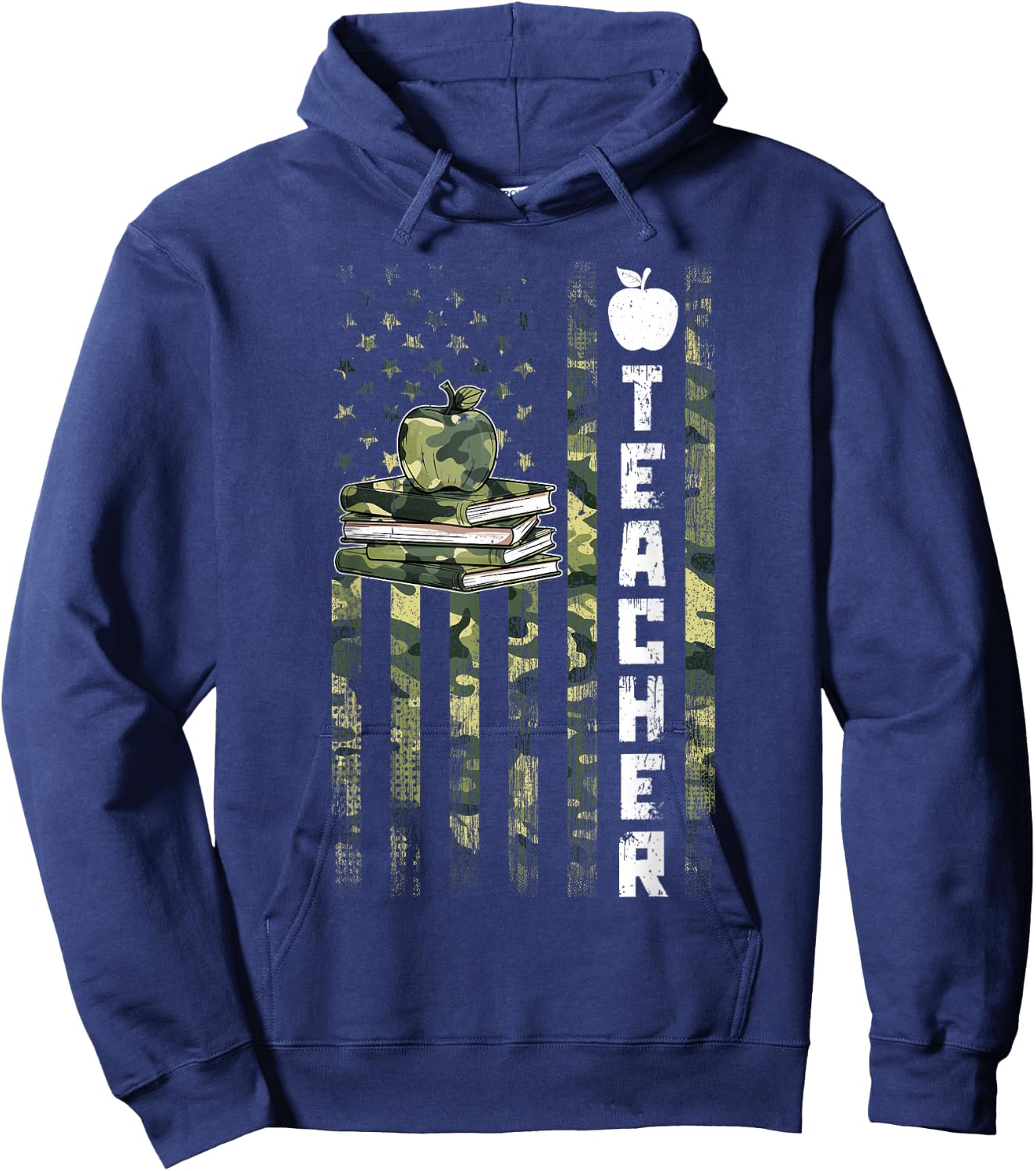 Retro Vintage Teacher Camouflage American Flag 4th Of July Hoodie - Hoodie | Navy
