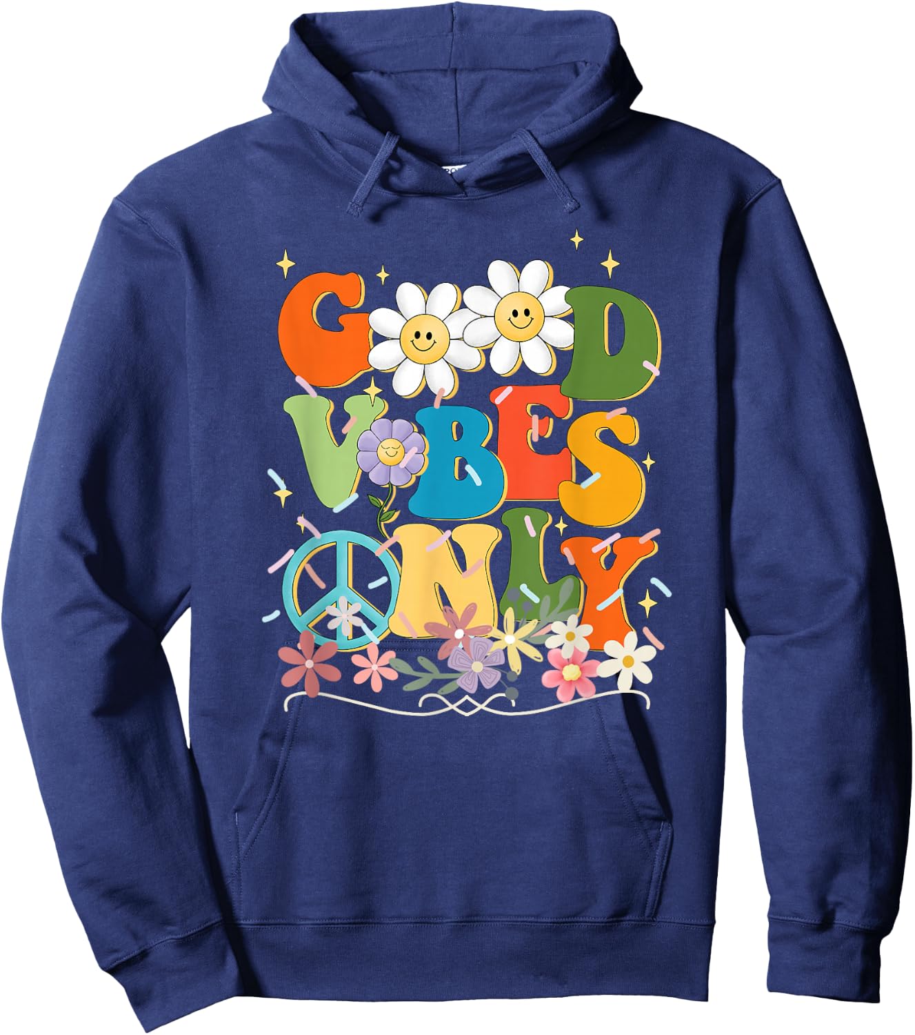 Flowers Peace Positivity Cheerful Mothers Day Cute Hoodie - Hoodie | Navy