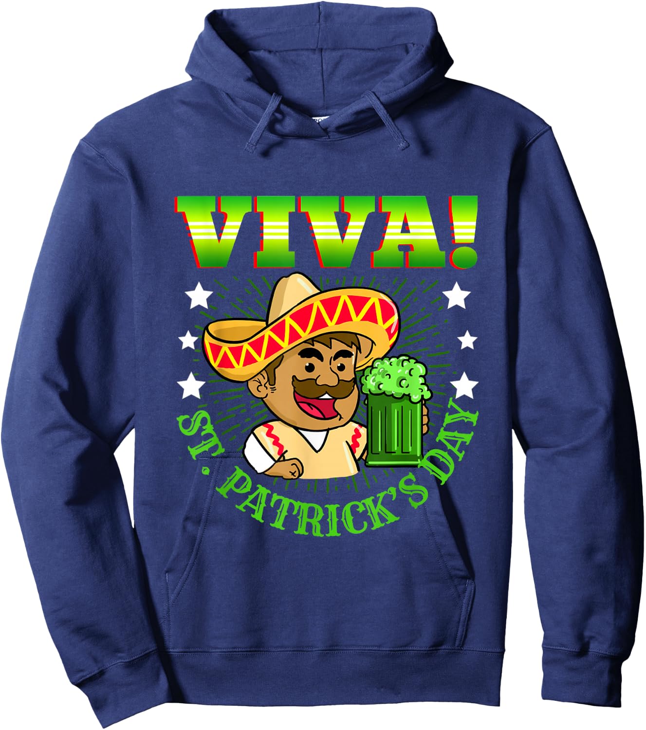 Viva St Patricks Day Irish Mexican Hoodie - Hoodie | Navy