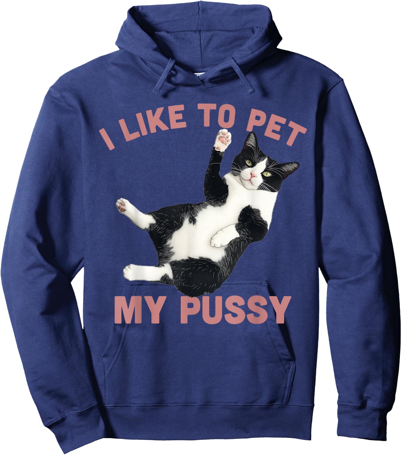 Like To Pet My Pussy Naughty Adult Cat Humor Saying Hoodie - Hoodie | Navy
