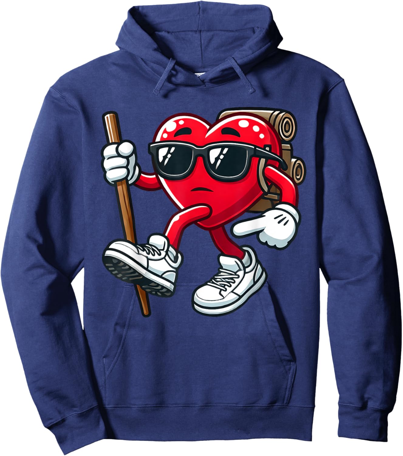 Cute Valentine's Day Hiking Heart Toddler Kids February 14th Hoodie - Hoodie | Navy
