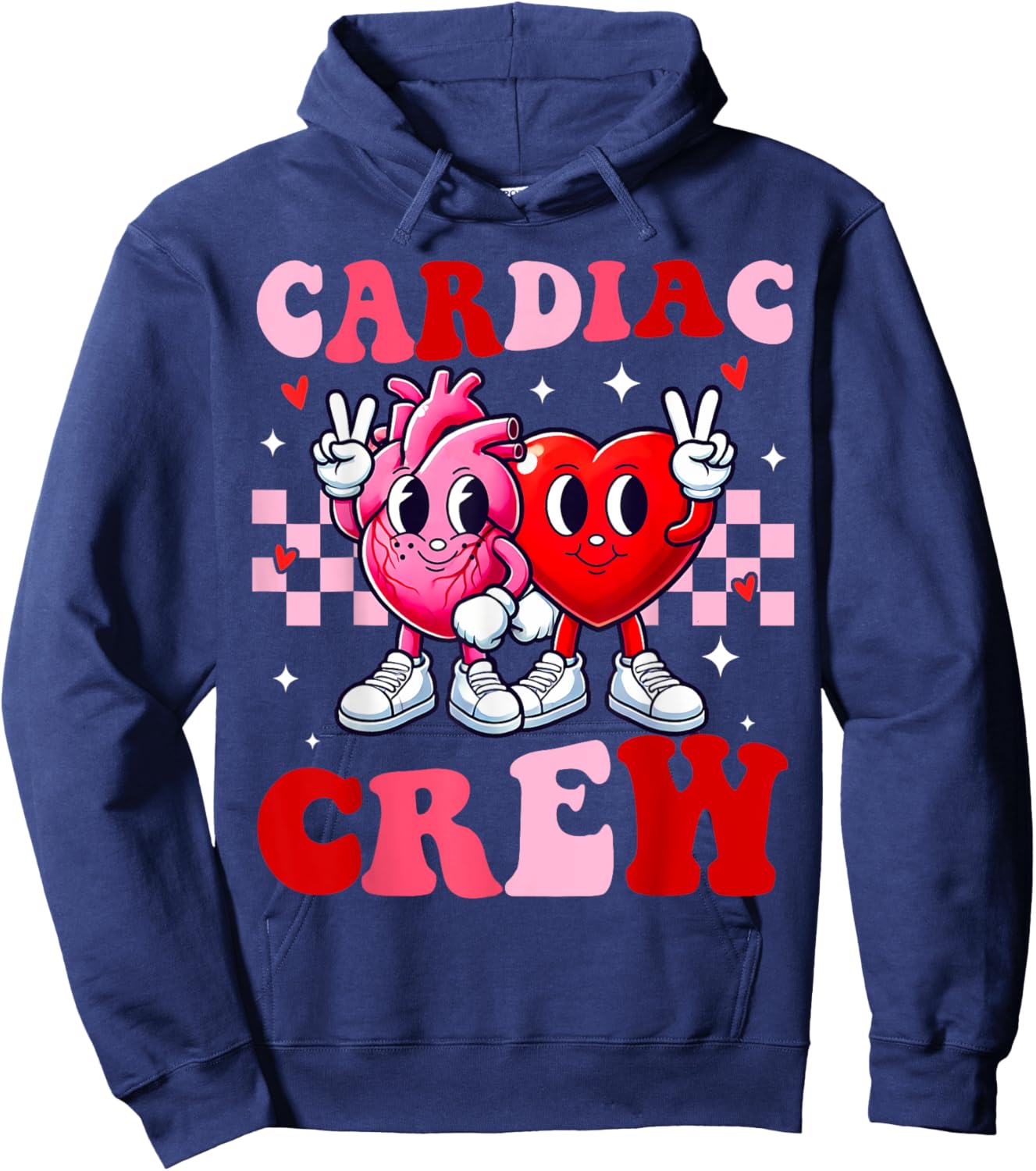 Retro Cardiac Crew Nurse Valentine's Day for Cardiac Nurses Hoodie - Hoodie | Navy