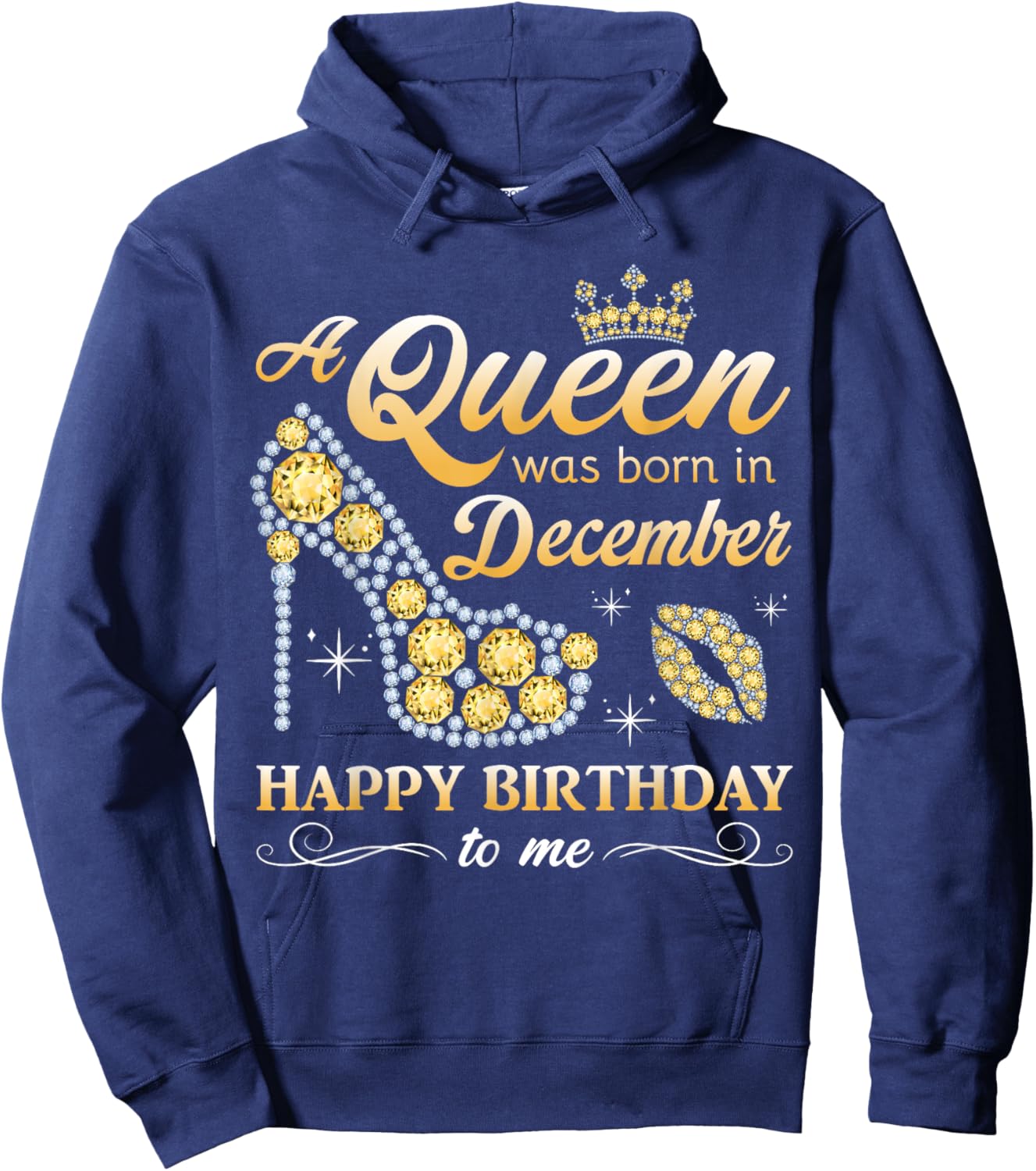 A Queen Was Born in December Women Girls December Birthday Hoodie - Hoodie | Navy