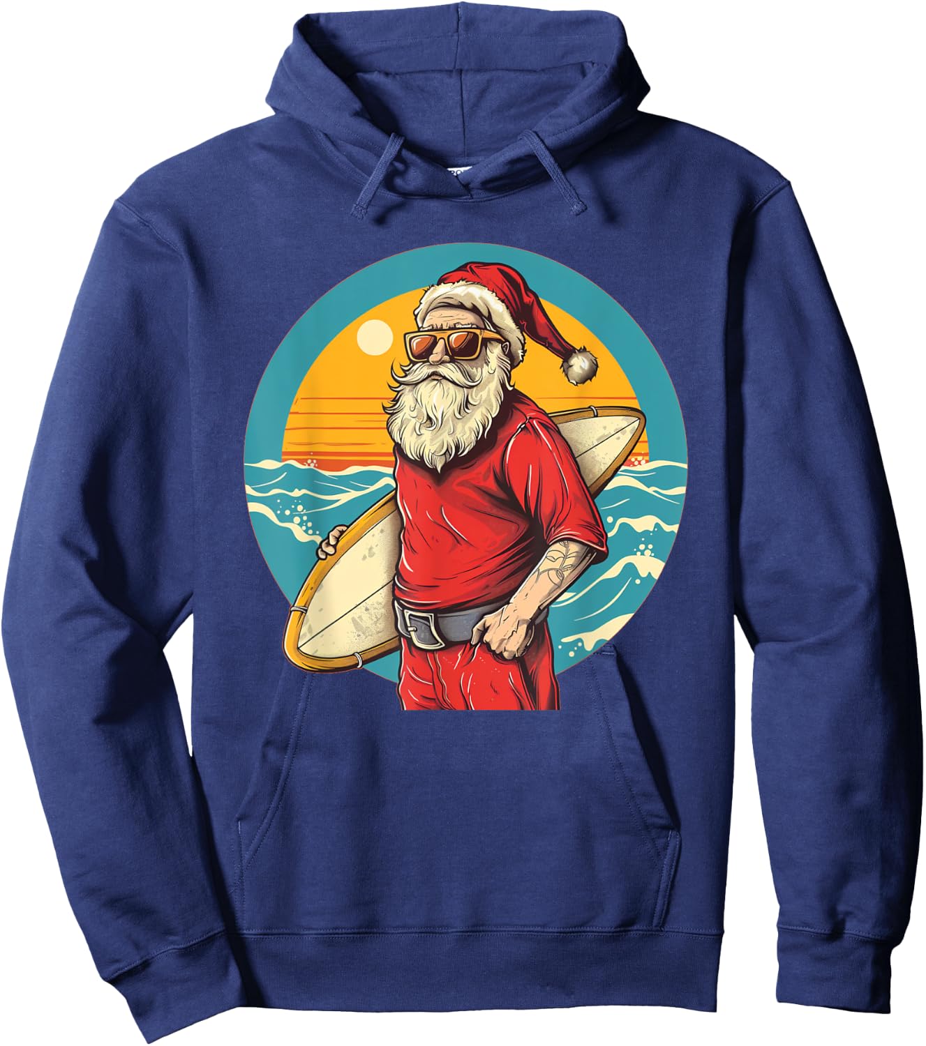 Nice surfing Santa Costume for Surfboards and Beach Lovers Men Women Kids Hoodie - Hoodie | Navy