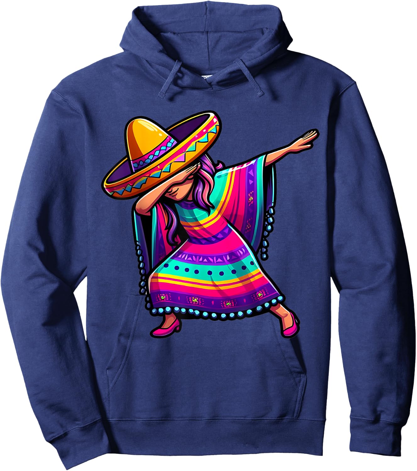 Dabbing Mexican Poncho Cinco de Mayo Mexican Fiesta Party Hoodie - Hoodie | Navy
