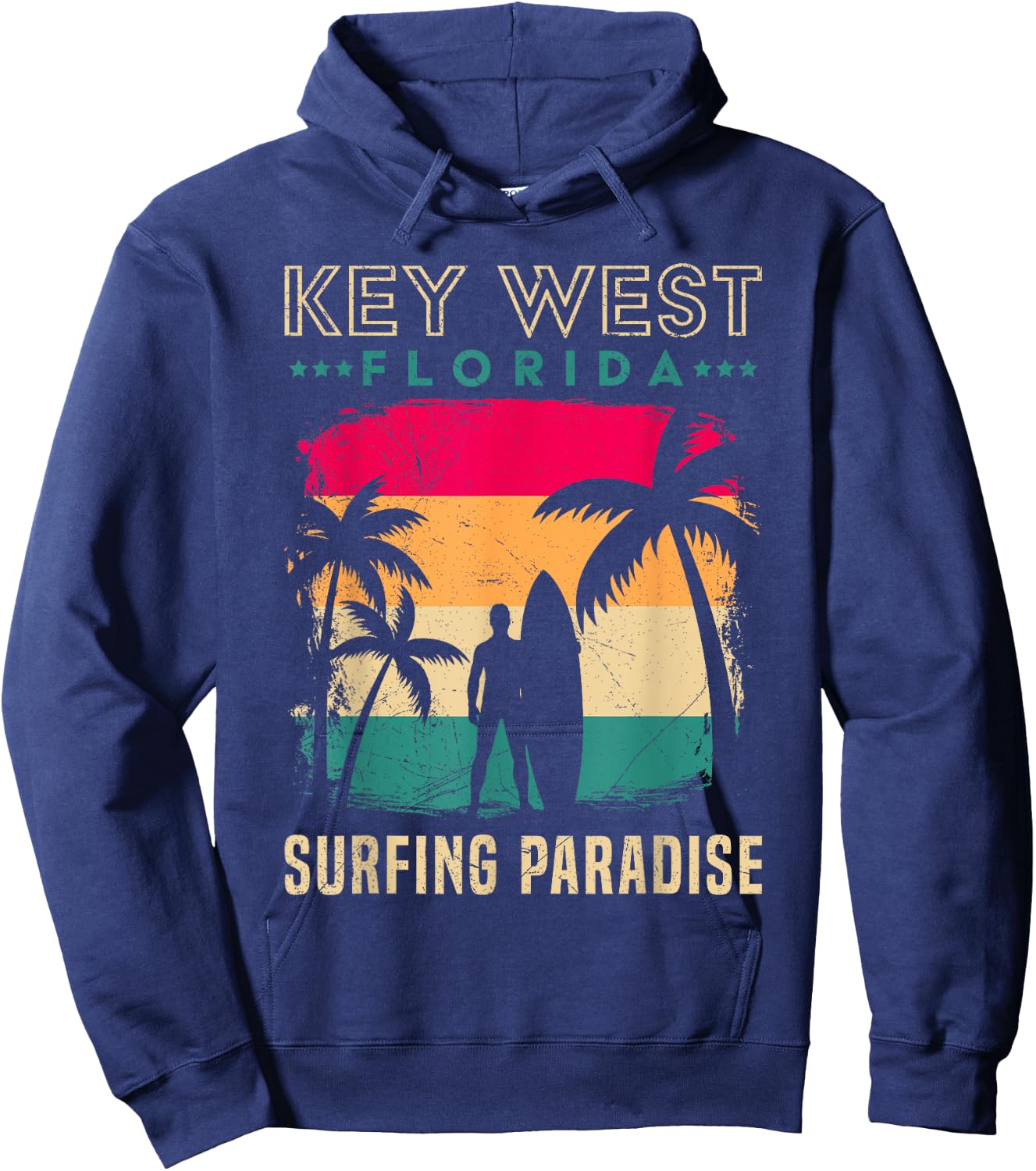 KEY-WEST FLORIDA SURFING PARADISE Vintage West Keys Hoodie - Hoodie | Navy