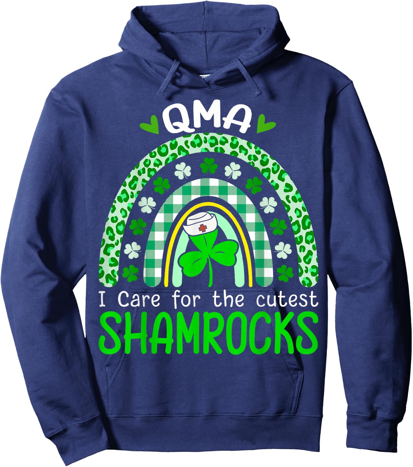 QMA Cutest Shamrocks Nurse St Patricks Day Hoodie - Hoodie | Navy
