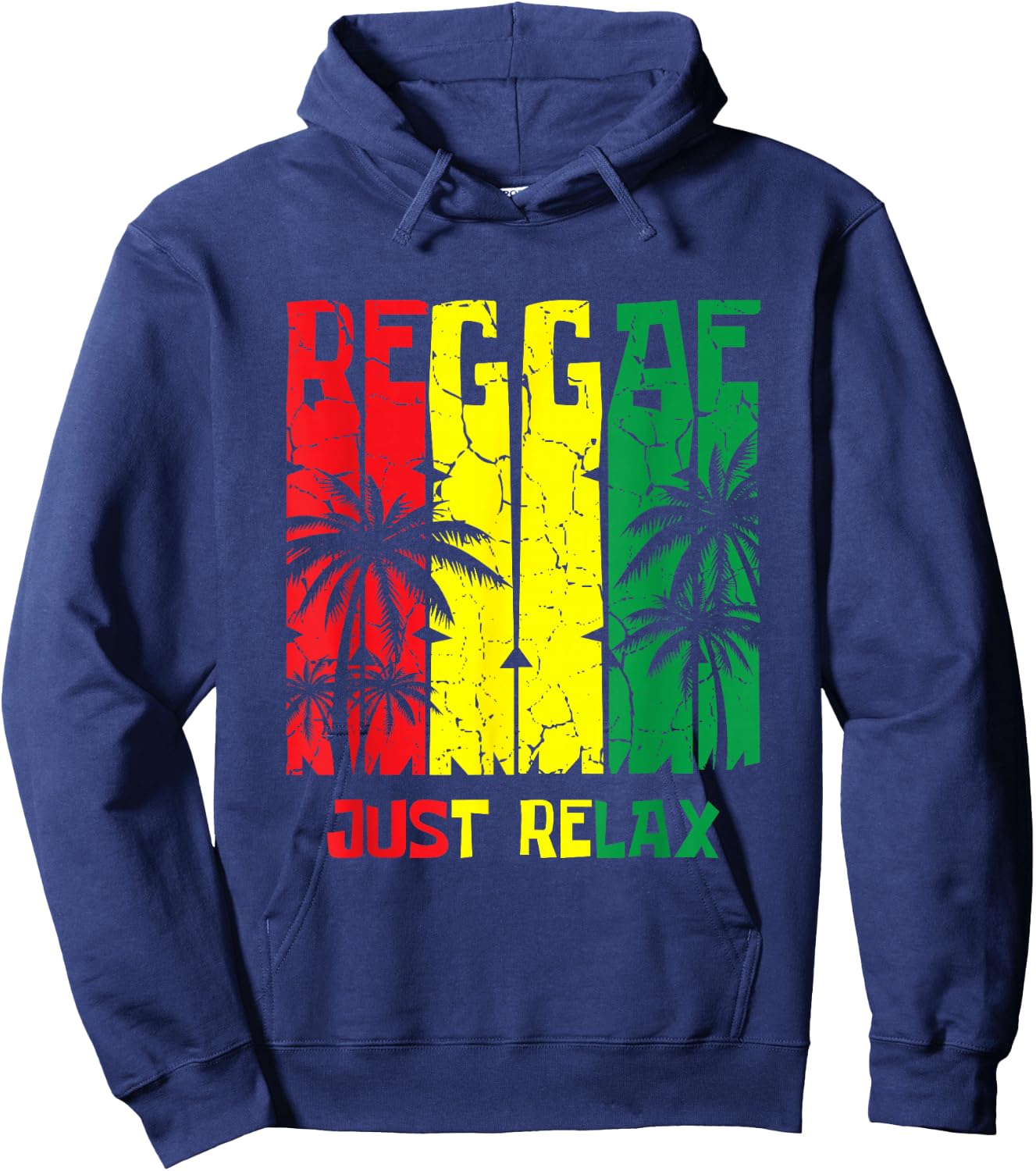 Reggae Jamaica Palm Trees Stoner Weed Smoker Relax Hoodie - Hoodie | Navy
