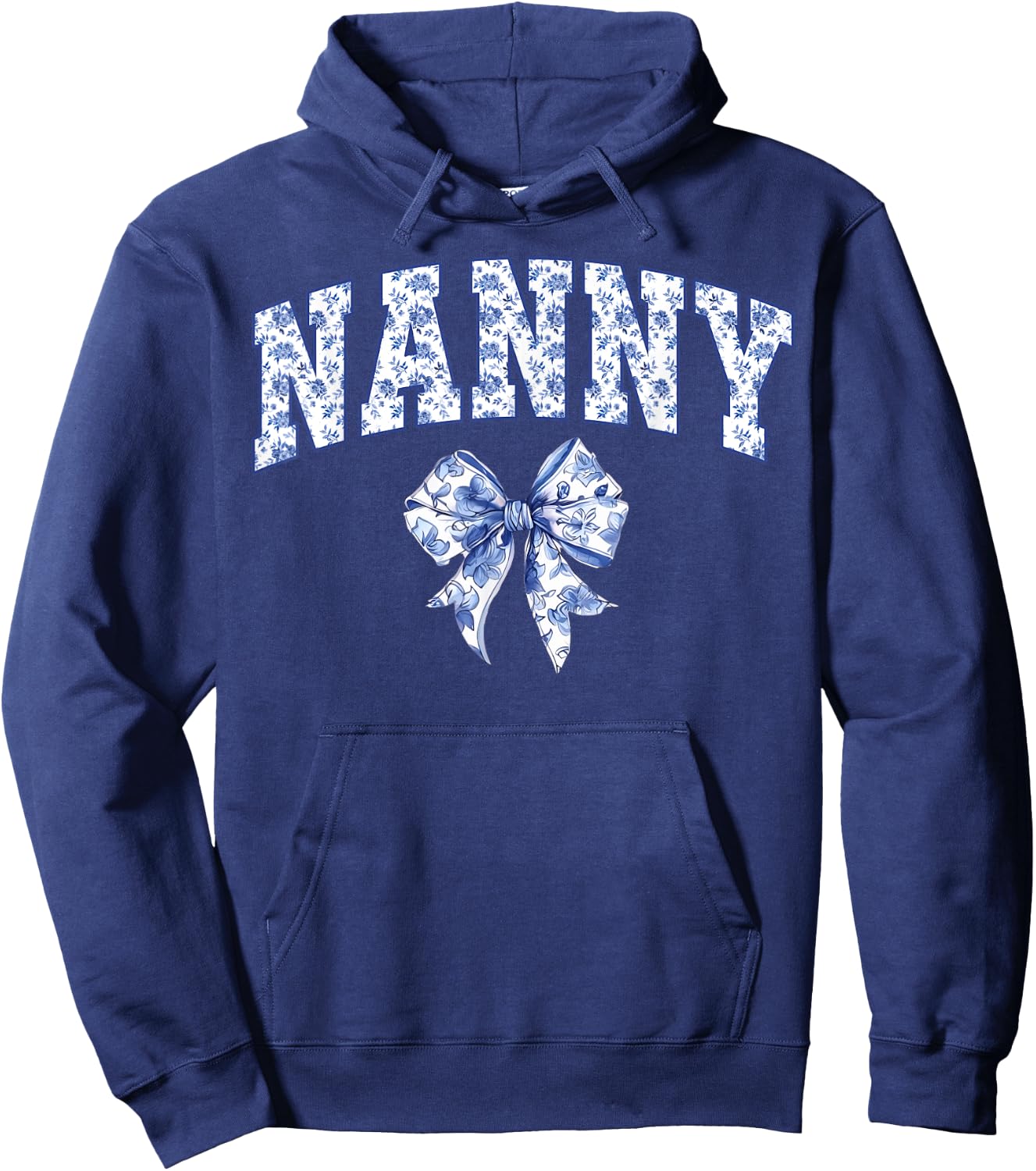 Nanny Coquette Toile Blue Bow Floral Family Matching Hoodie - Hoodie | Navy