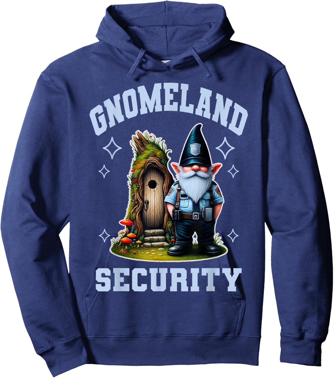 Funny Garden Gnome Gnomeland Security Graphic Hoodie - Hoodie | Navy