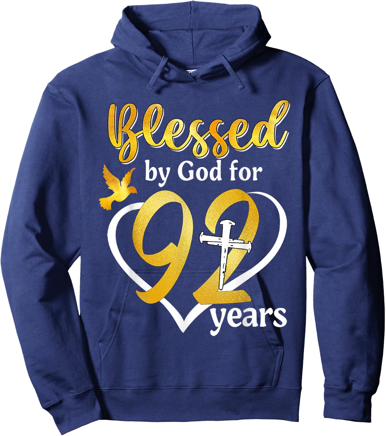 Blessed By God For 92 Years Old 92nd Birthday Party Women Hoodie - Hoodie | Navy