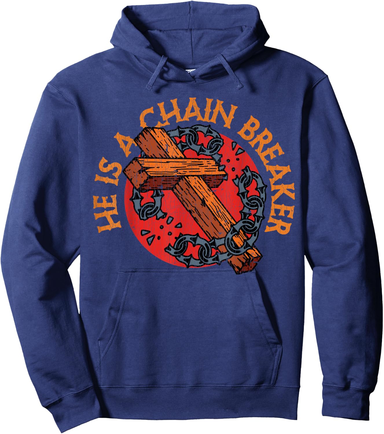 Vintage Christian Apparel Clothing Gifts Chain Breaker Hoodie - Hoodie | Navy
