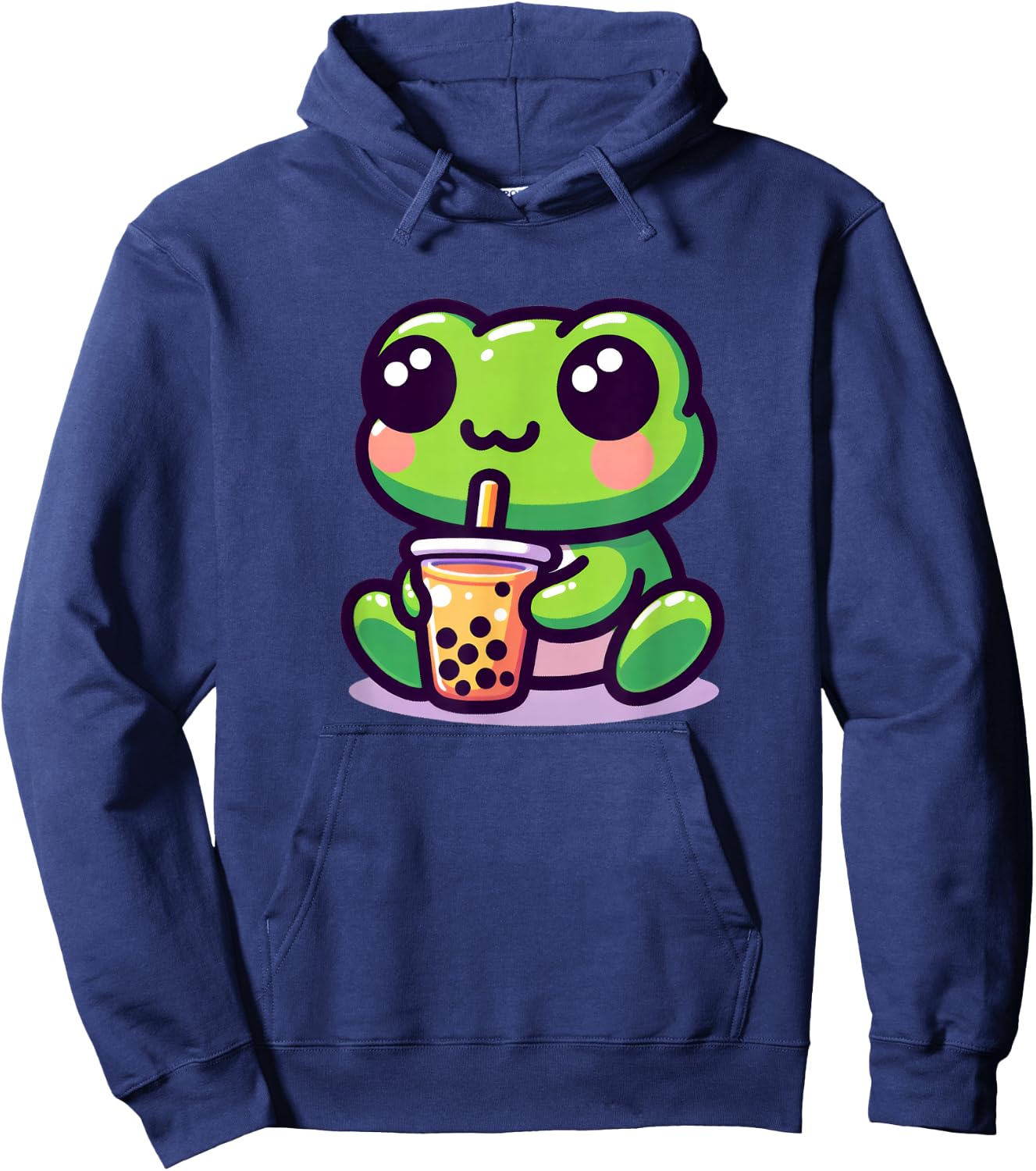Kawaii Frog Anime Boba Tea Bubble Milk Tea Kids Hoodie - Hoodie | Navy