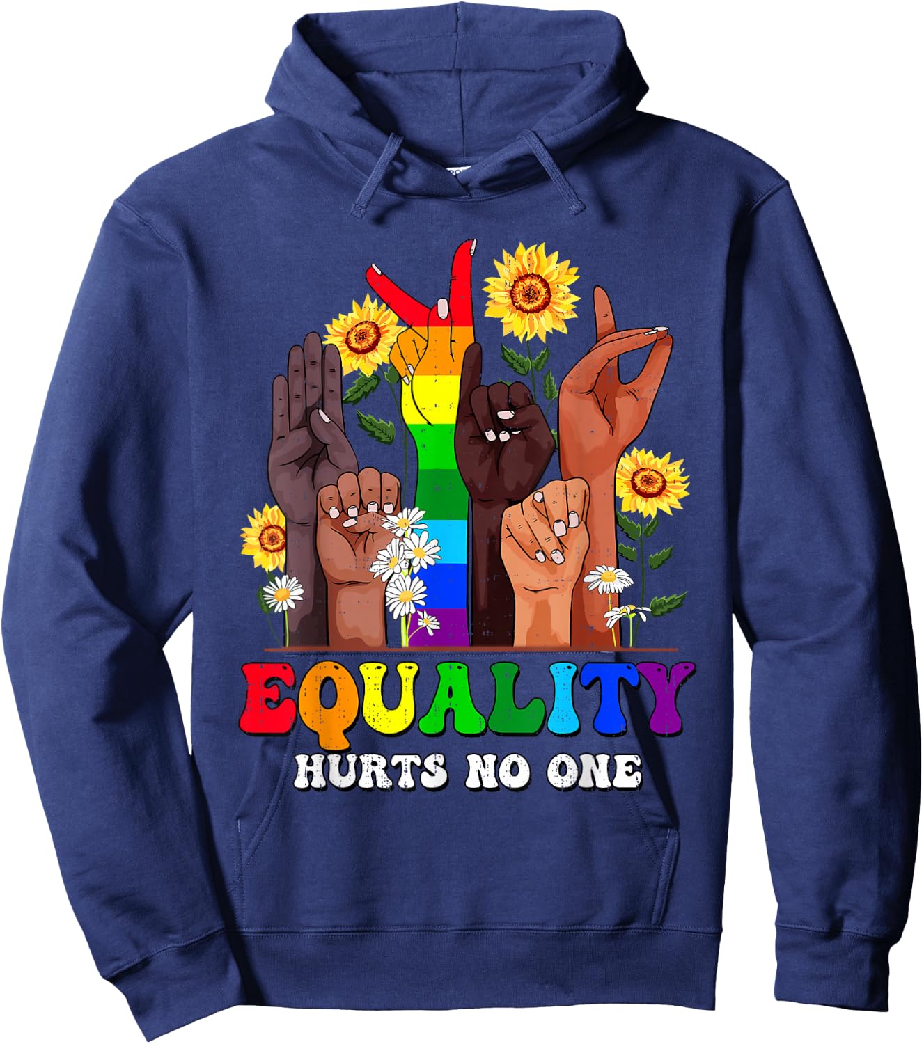 Equality Human Rights Rainbow LGBT Gay Pride Ally Men Women Hoodie - Hoodie | Navy