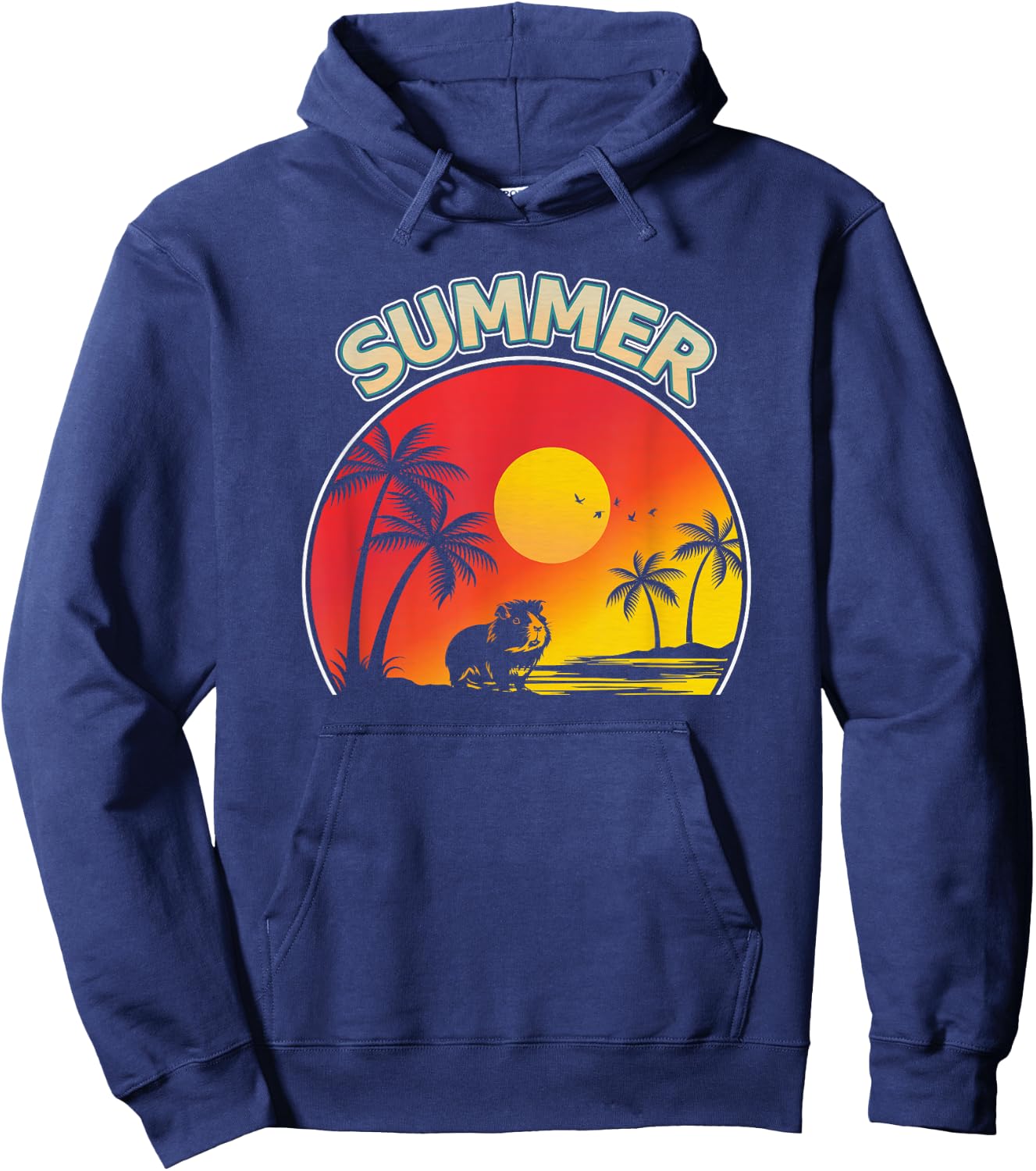 Palm Tree With Guinea Pig Beach Holiday Summer Vacation Women Kids Hoodie - Hoodie | Navy