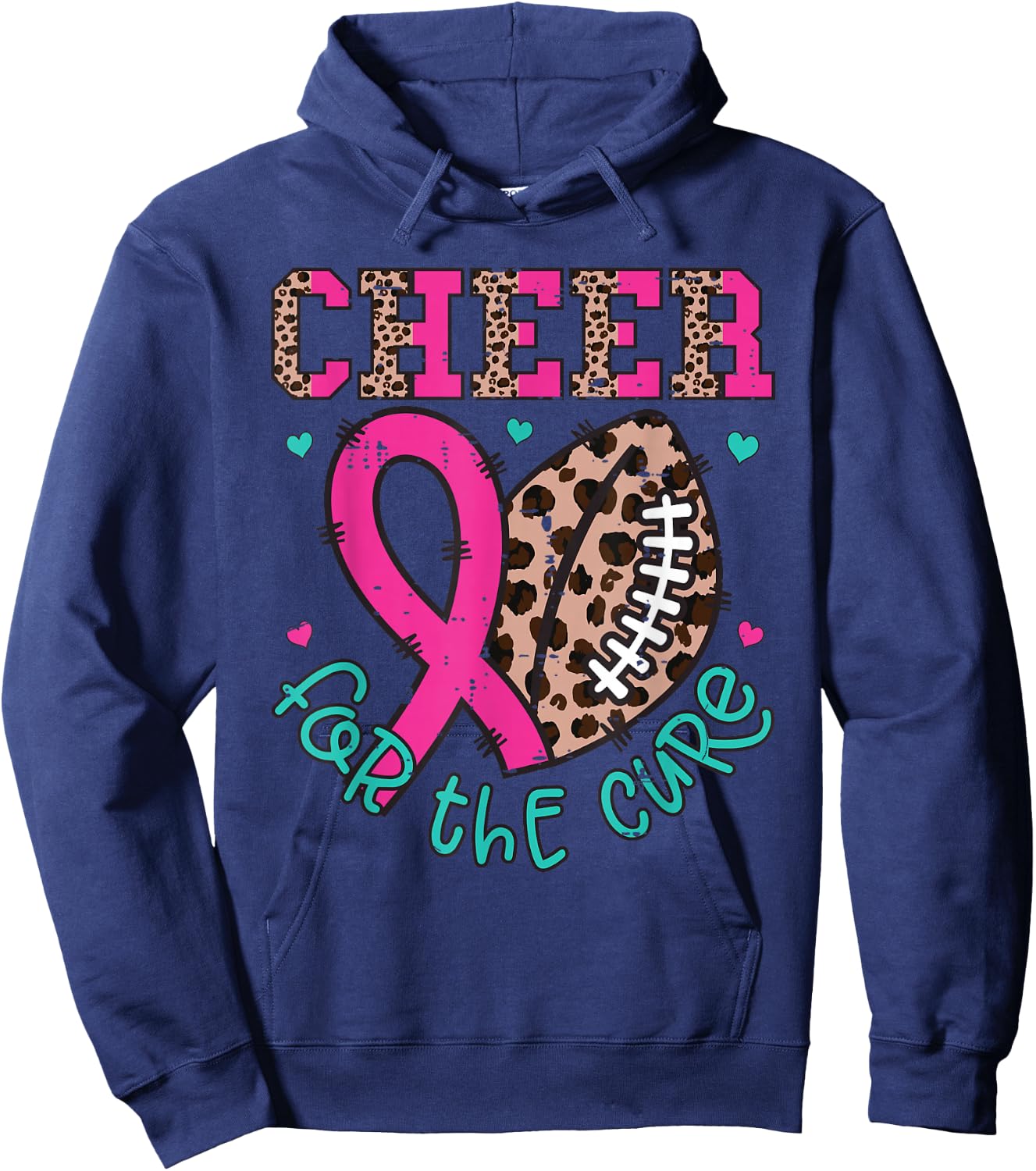 Cheer For The Cure American Football Breast Cancer Awareness Hoodie - Hoodie | Navy