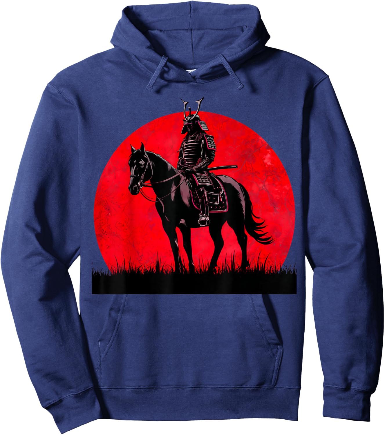 Japanese Samurai Warrior Riding Horse Sword Bushido Moon Hoodie - Hoodie | Navy