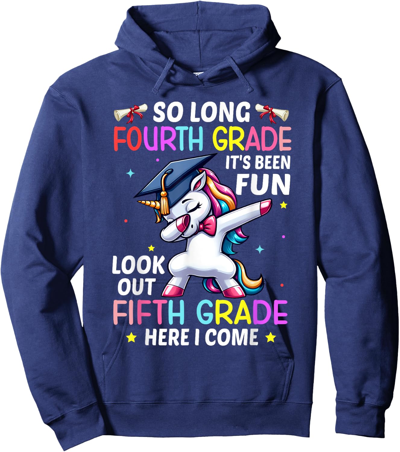 So Long 4th Grade 5th Grade Here I Come Unicorn Graduation Hoodie - Hoodie | Navy