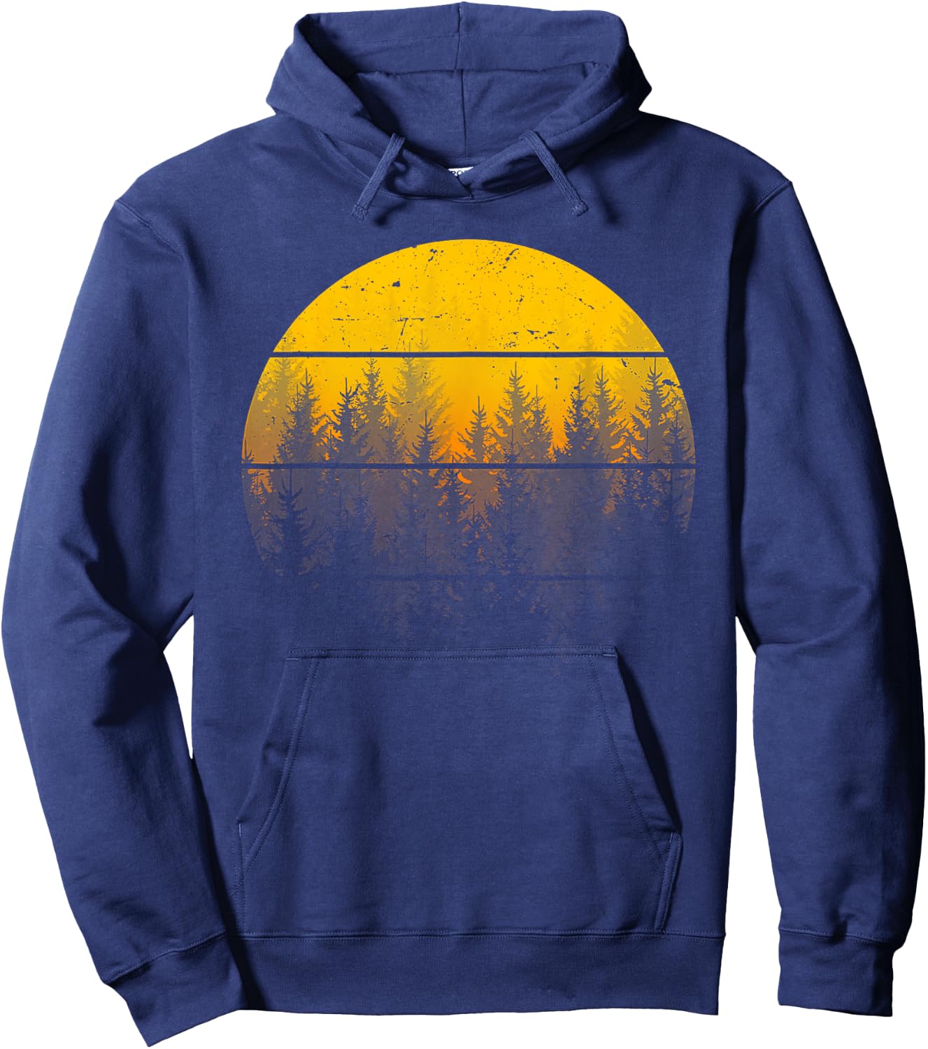 Retro Forest Trees Outdoors Nature Women Men Vintage Graphic Hoodie - Hoodie | Navy