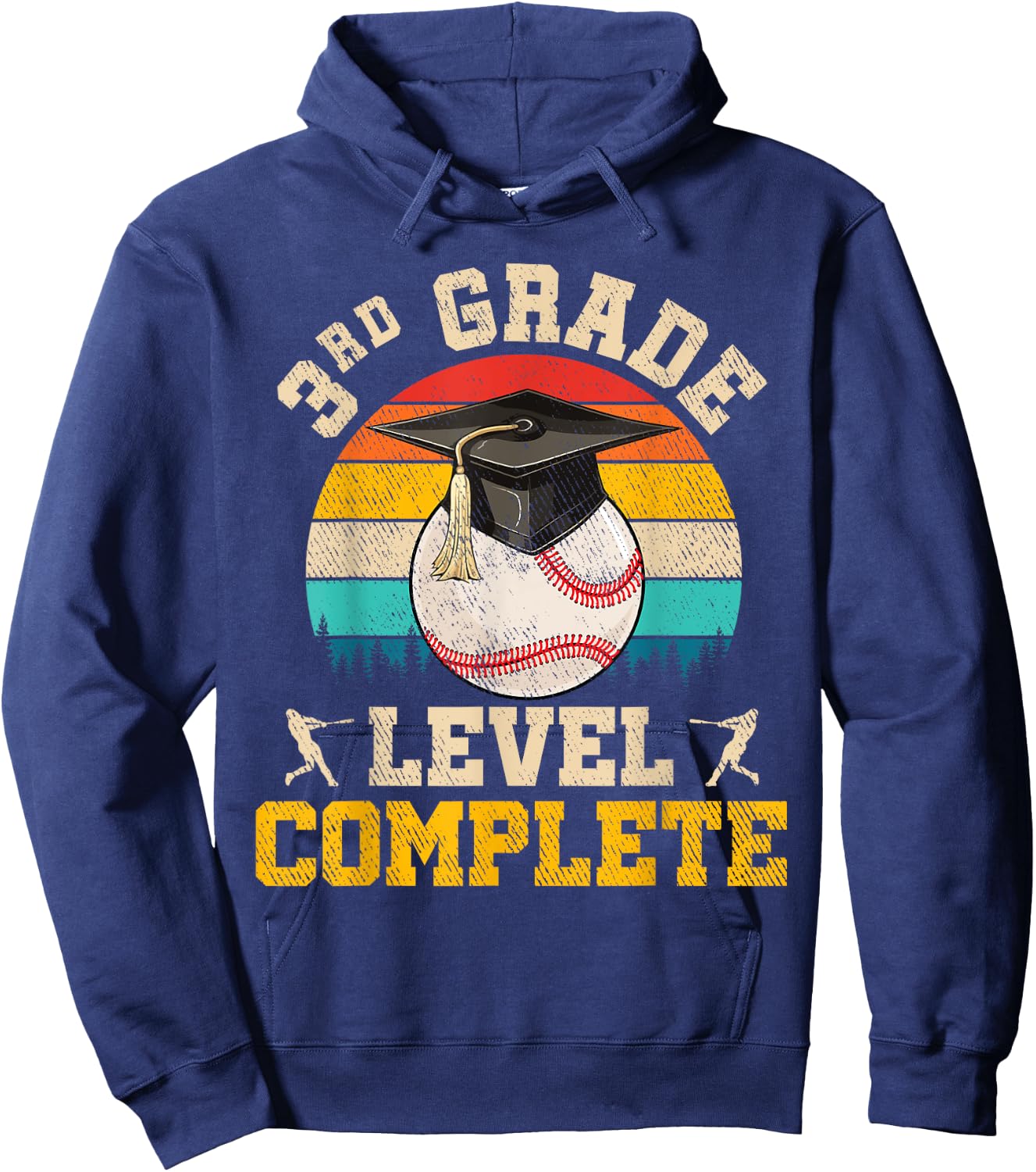 3rd Grade Level Complete Baseball Boy Last Day Of School Hoodie - Hoodie | Navy