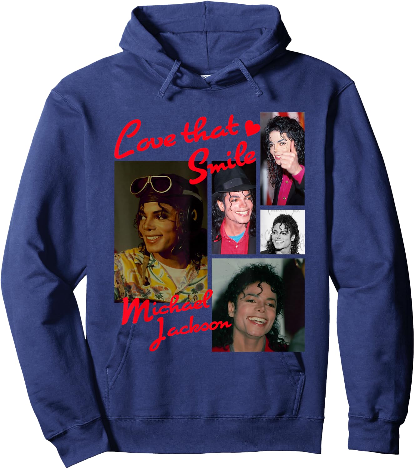 The King of Pop - Adults - Black - Small - Short Sleeve - Cotton Blend - Michael Jackson Fans Hoodie - Hoodie | Navy