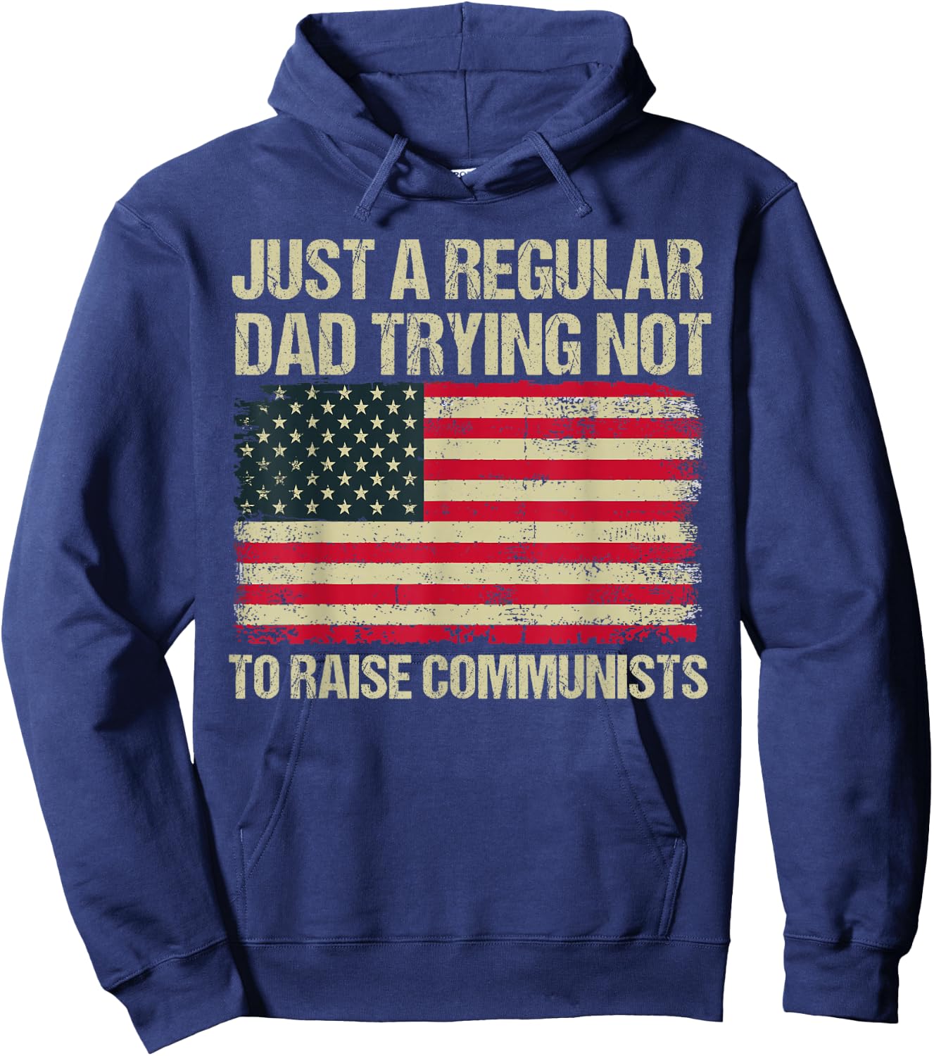 Back To School Gift KIds & Teachers Just A Regular Dad Trying Not To Raise Communists , Small, Black Hoodie - Hoodie | Navy