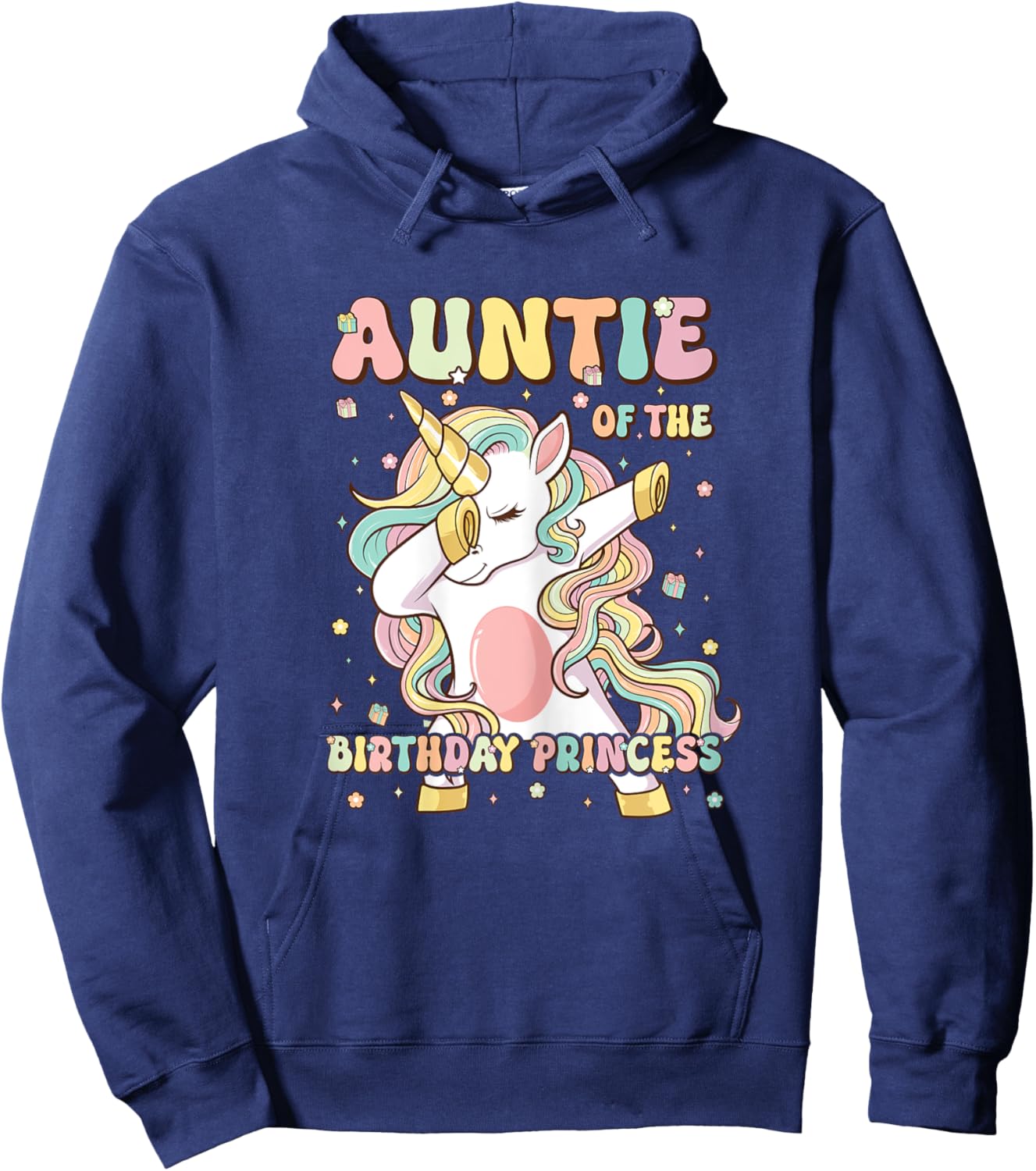 Auntie Of The Birthday Princess Unicorn Birthday Girl Hoodie - Hoodie | Navy