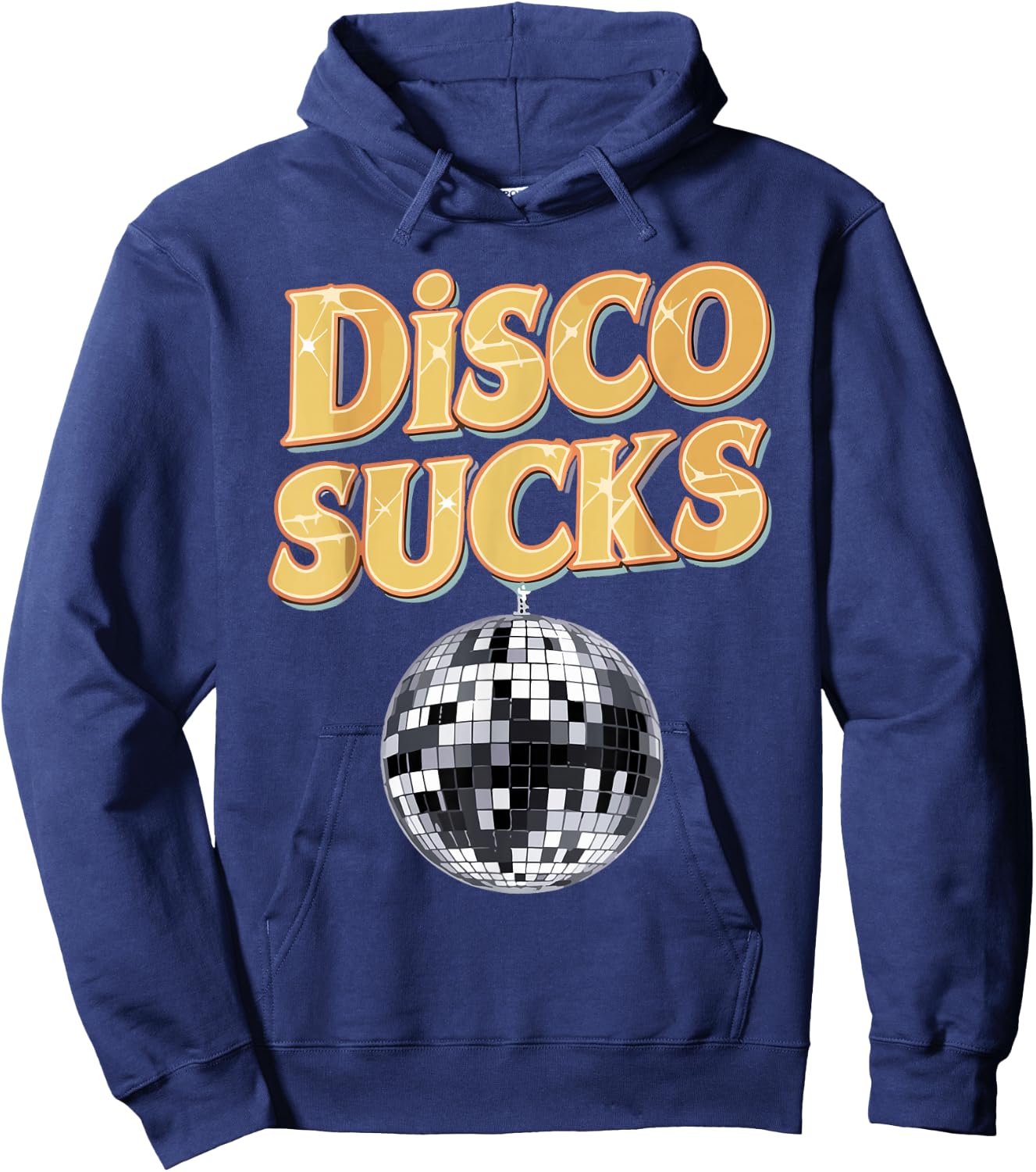 Disco Sucks 70s Style Retro Vintage 80s 60s 90s Funny Music Hoodie - Hoodie | Navy