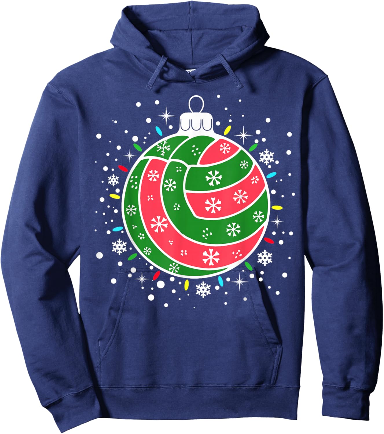 Volleyball Player Xmas Lights Sport Volleyball Christmas Hoodie - Hoodie | Navy