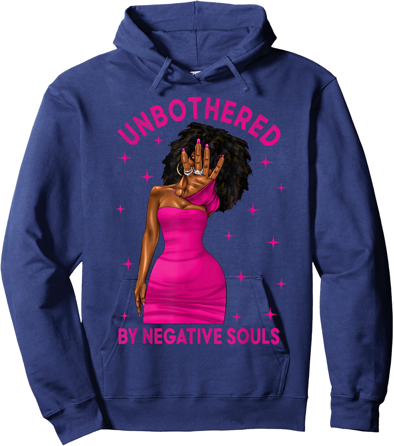 Unbothered By Negative Souls Black Women Girls Afro Queen Hoodie - Hoodie | Navy
