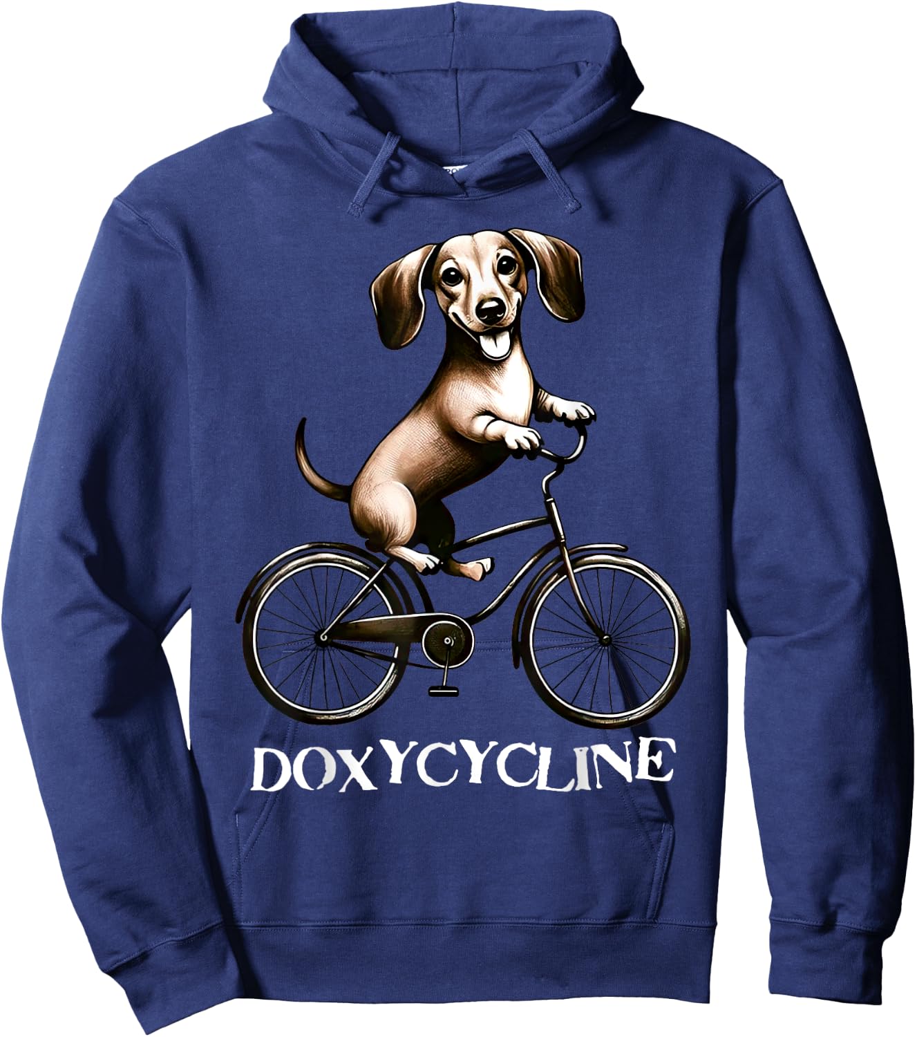 Doxycycline Pharmacy Pun Dachshund On Bicycle Veterinary Hoodie - Hoodie | Navy