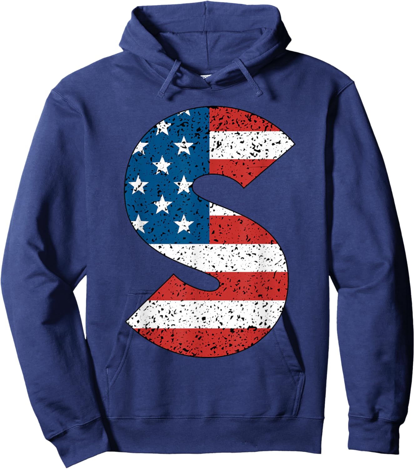 Letter S USA Flag Matching 4th of July Family Red White Blue Hoodie - Hoodie | Navy
