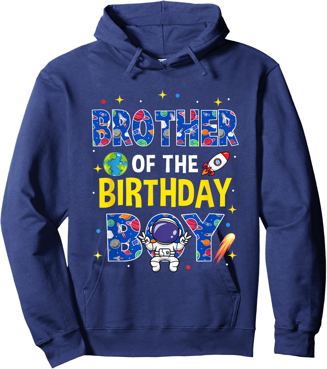 Brother of The Birthday Boy Space Astronaut Family Birthday Hoodie - Hoodie | Navy