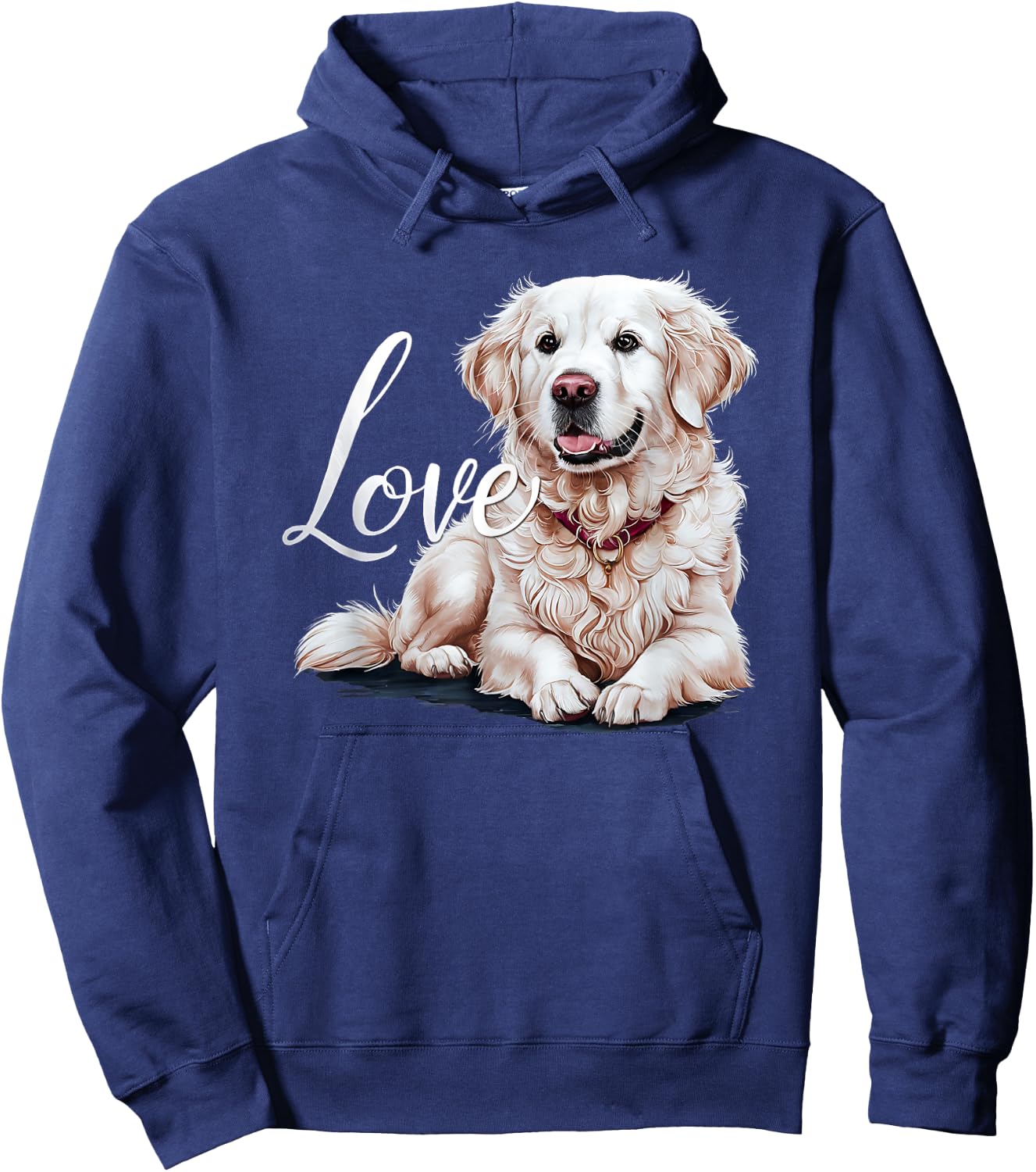 Love White English Cream Golden Retriever Mom Dad Dog Puppy Men Women Girls Kids Hoodie - Hoodie | Navy