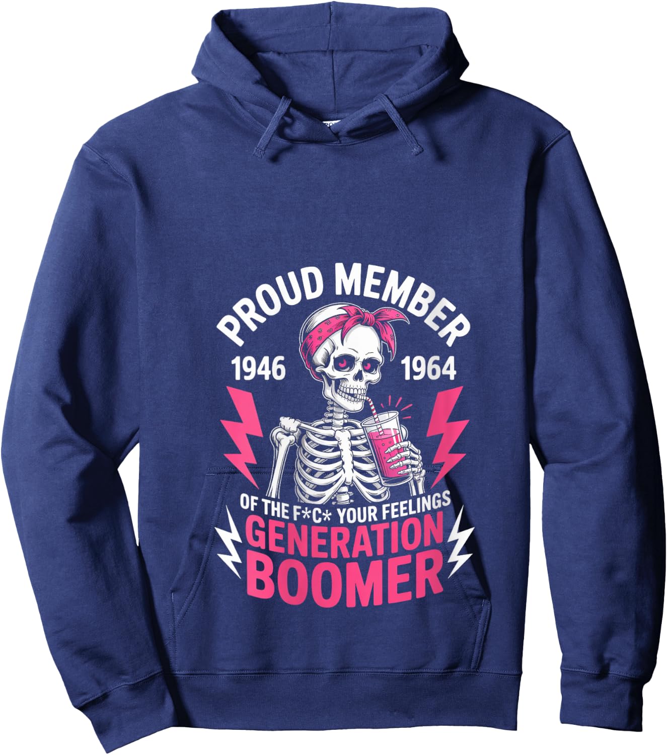 Proud Member Of Baby Boomer Humor Boomer Funny Boomer V-Neck Hoodie - Hoodie | Navy