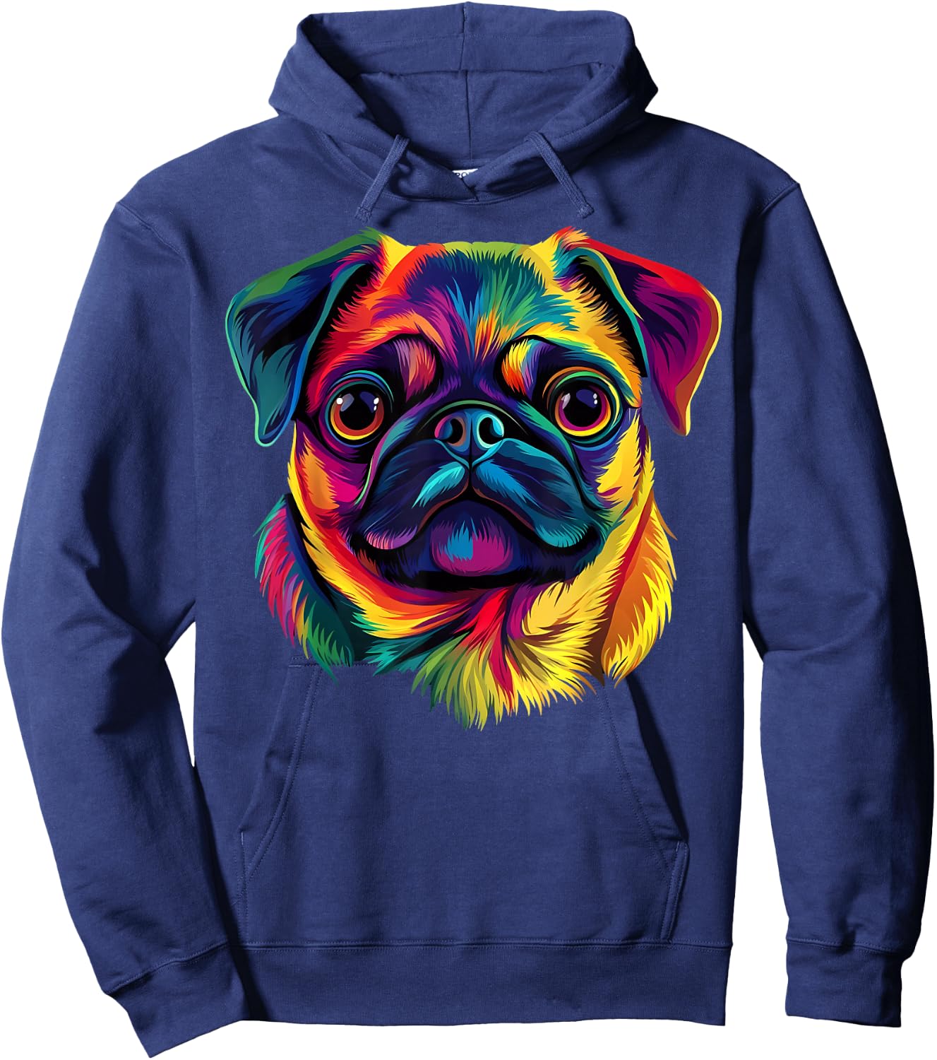 Pug Lover Cute Colorful Puppy Dog Face Women Hoodie - Hoodie | Navy