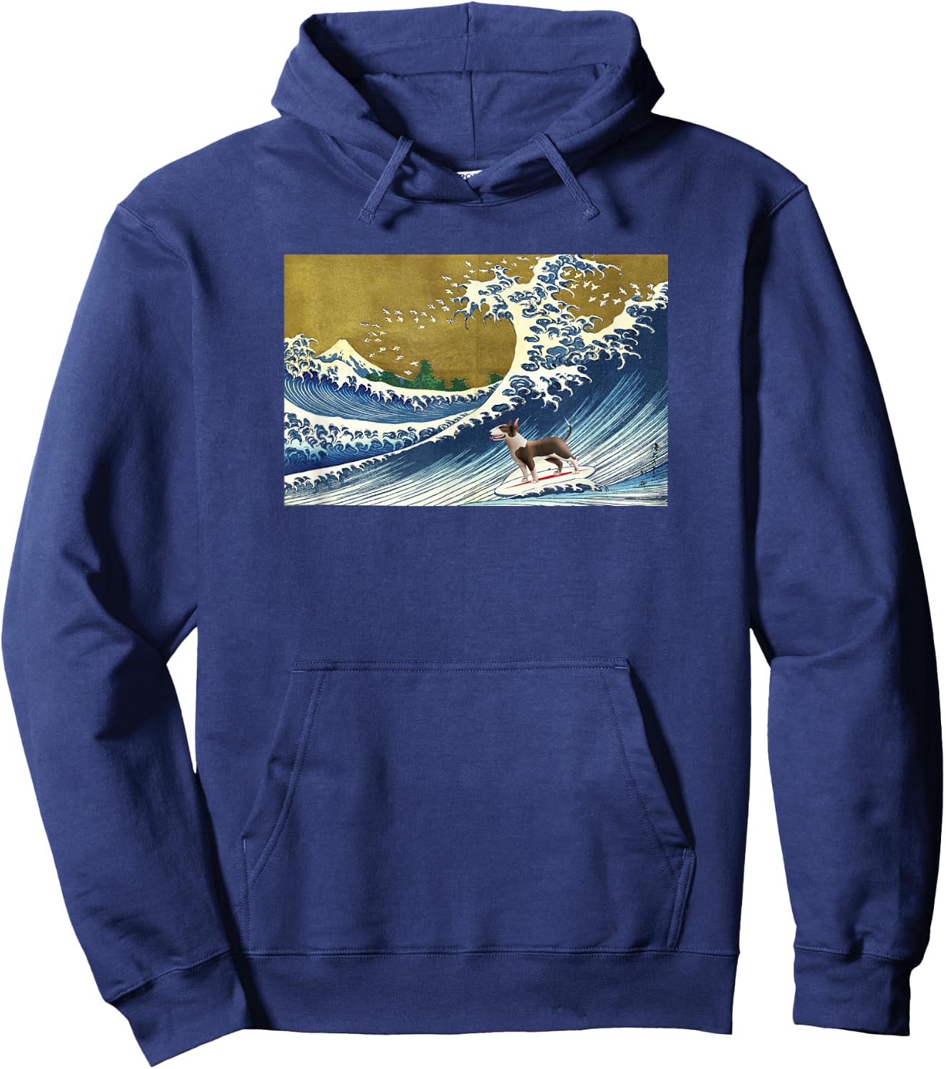 Funny Retro Vintage Bully Surfing A Wave Bull Terrier Lover Hoodie - Hoodie | Navy
