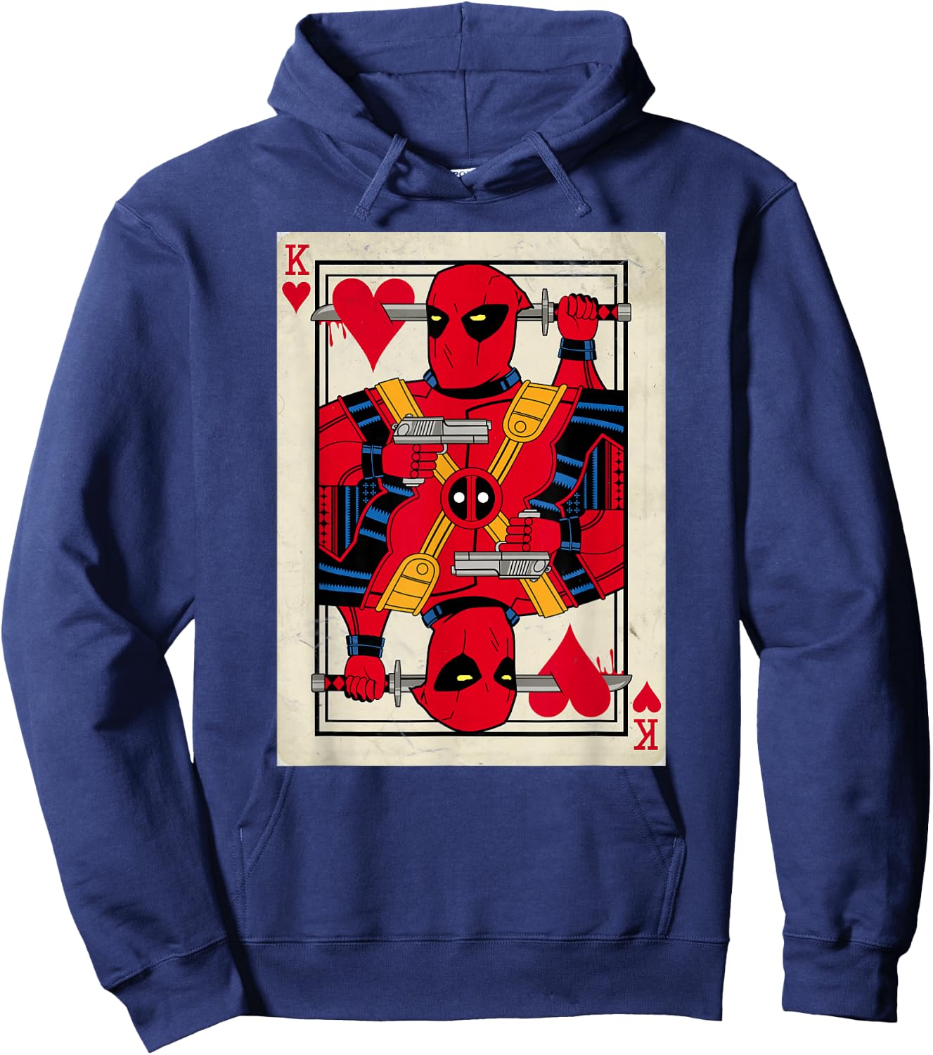 Marvel Deadpool King of Hearts MERC Playing Card Hoodie - Hoodie | Navy