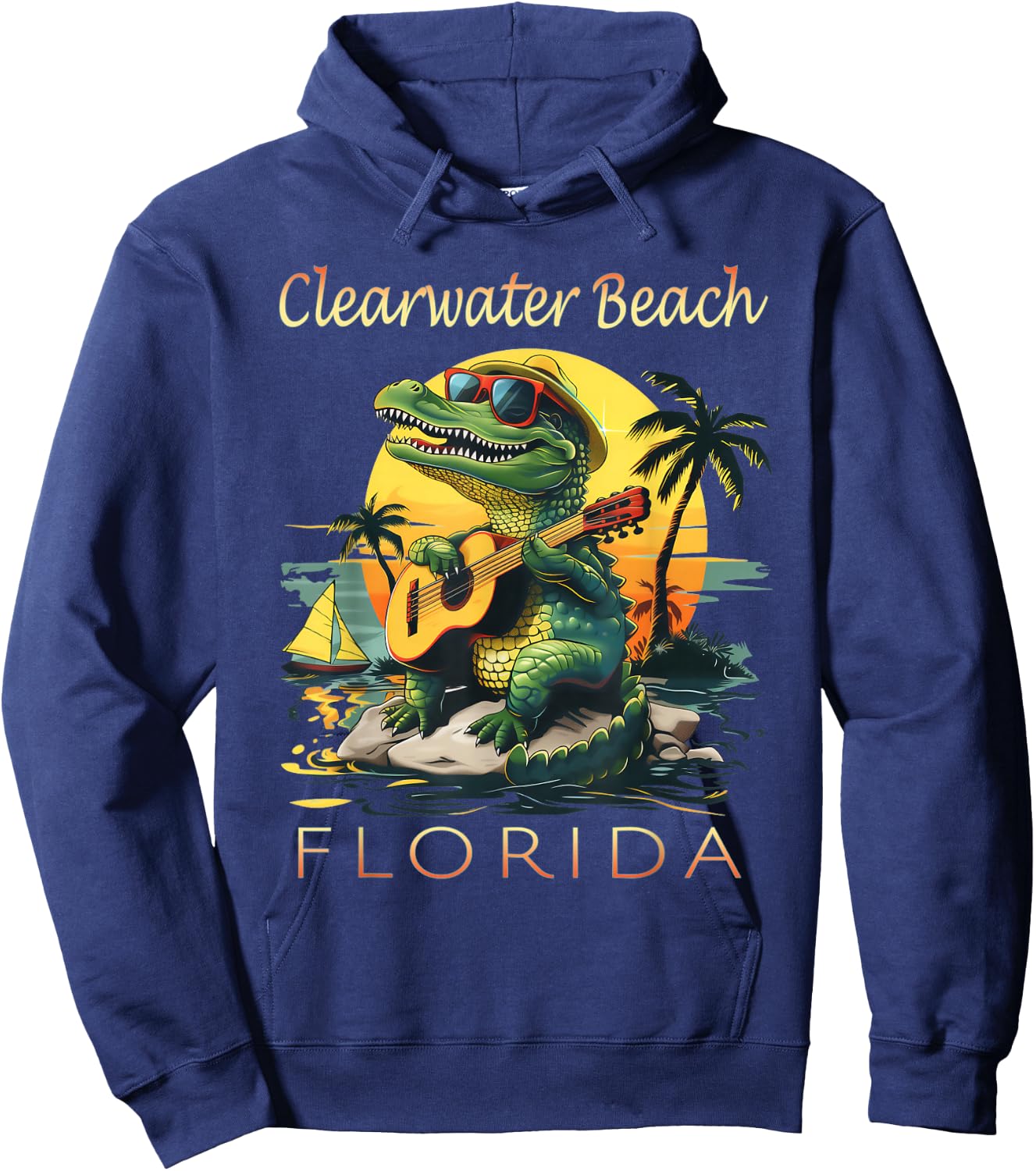 Clearwater Beach Florida Vacation Cute Alligator Souvenir Hoodie - Hoodie | Navy