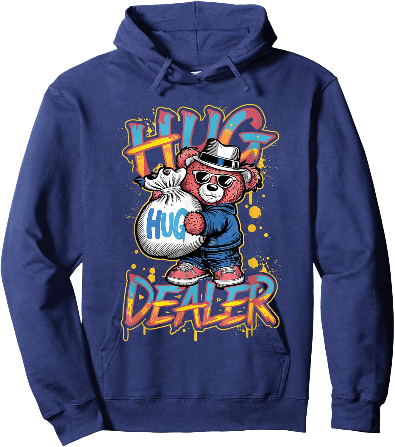 Cool Gangster Teddy Bear as Hug Dealer for Smile & Fun Hoodie - Hoodie | Navy