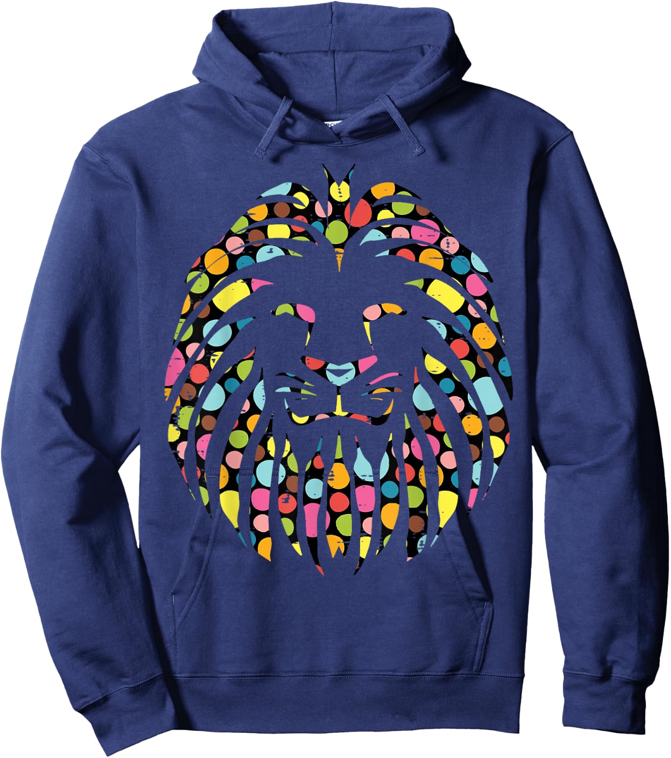 Dot Art Lion Face Polka Dots Men Women Kids Hoodie - Hoodie | Navy