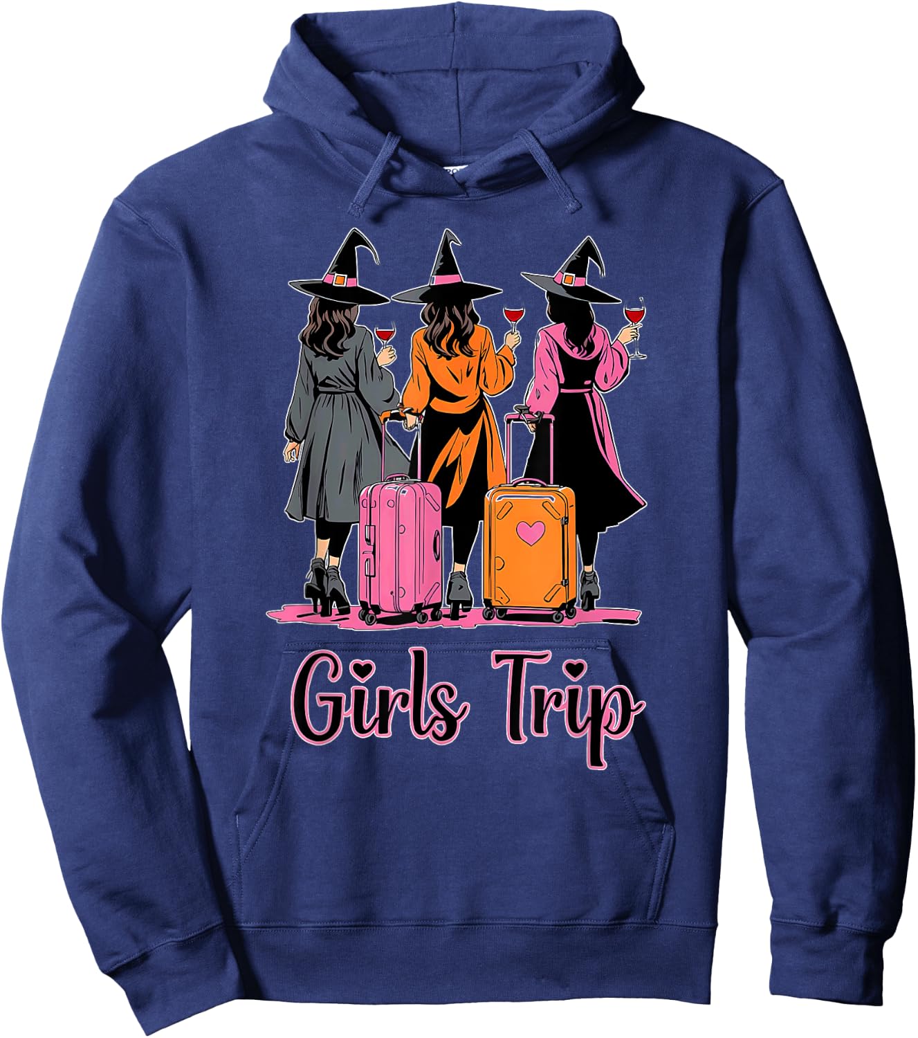 Girls Trip Wine Glasses Witches Halloween Costume Hoodie - Hoodie | Navy
