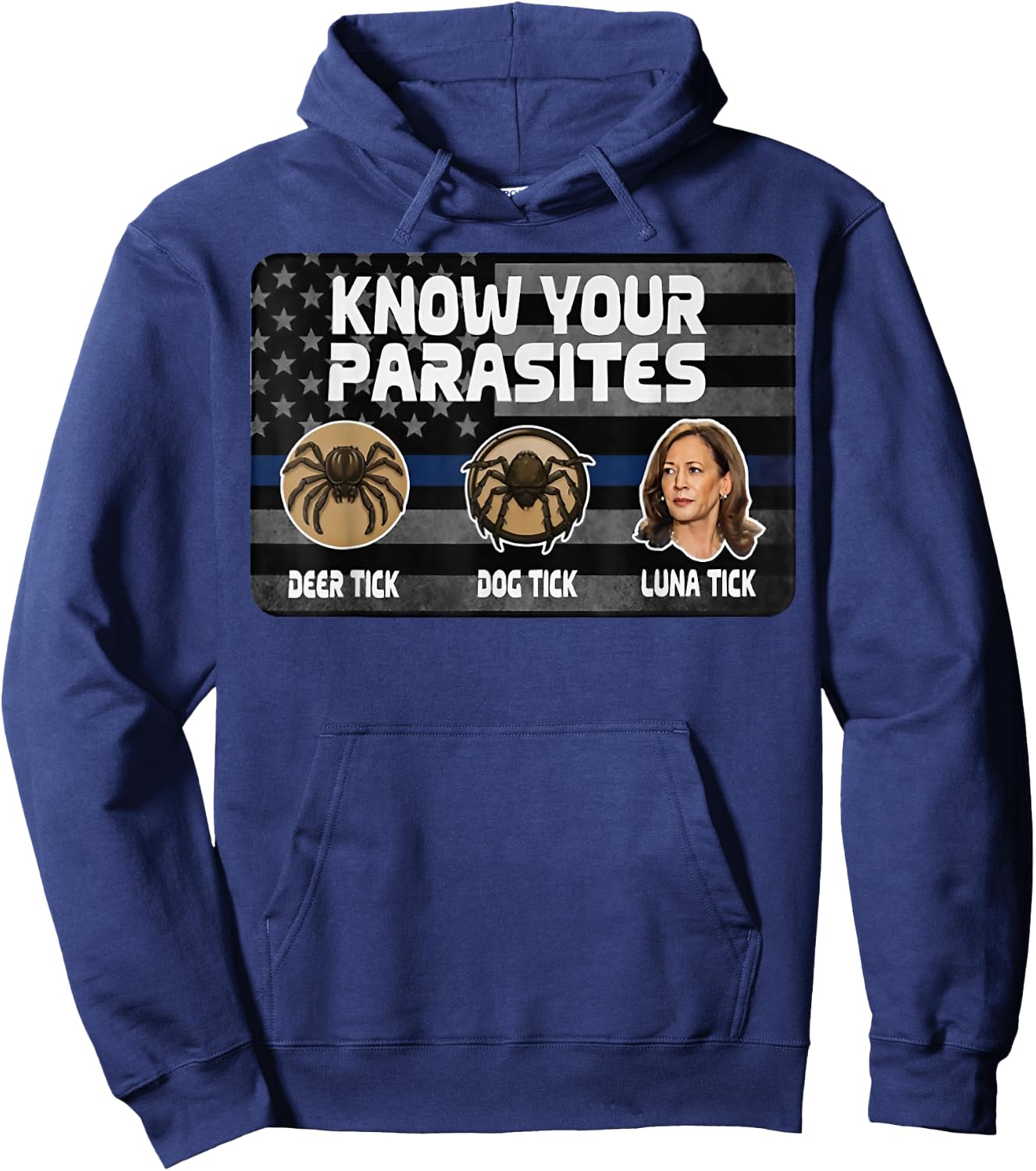 Kamala Know Your Parasites : Deer, Dog & Luna Tick Hoodie - Hoodie | Navy