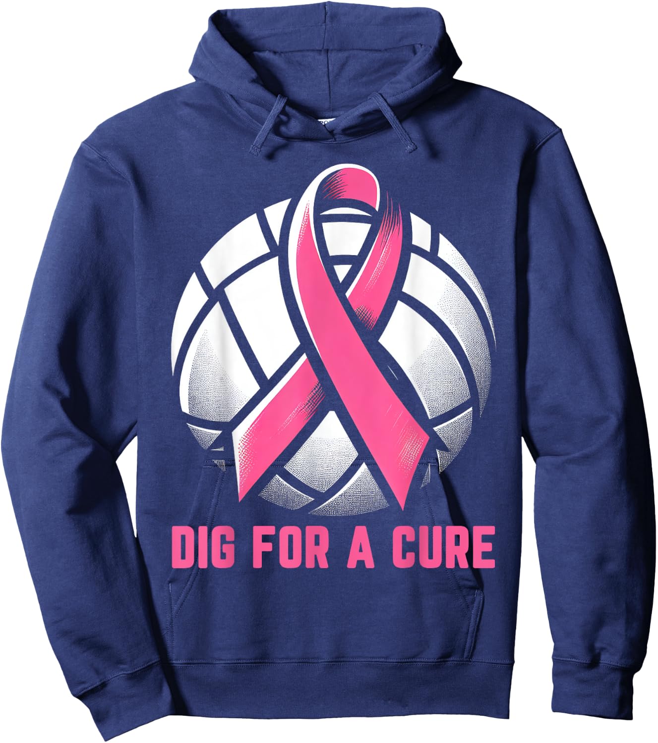 Dig For A Cure Breast Cancer Awareness Volleyball Pink Out Hoodie - Hoodie | Navy