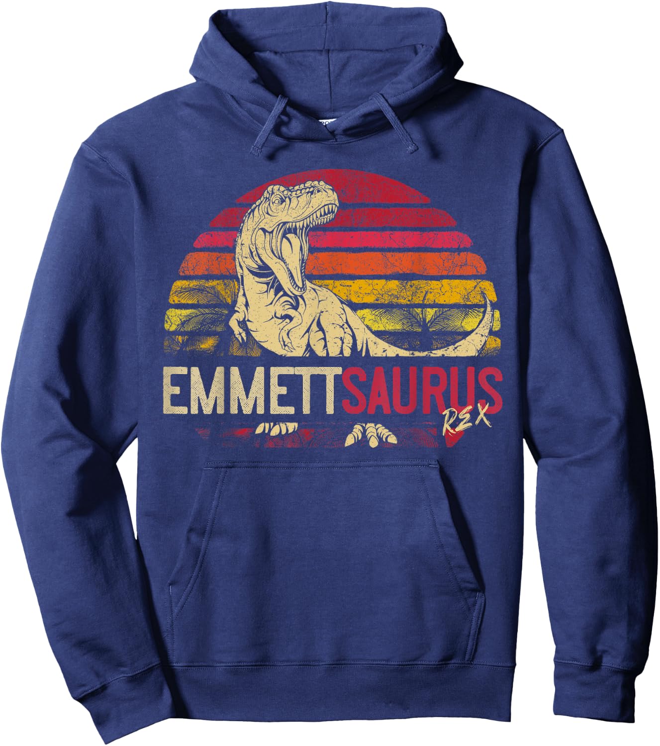 Emmett Saurus Funny Personalized Dinosaur T Rex Name Gift Hoodie - Hoodie | Navy