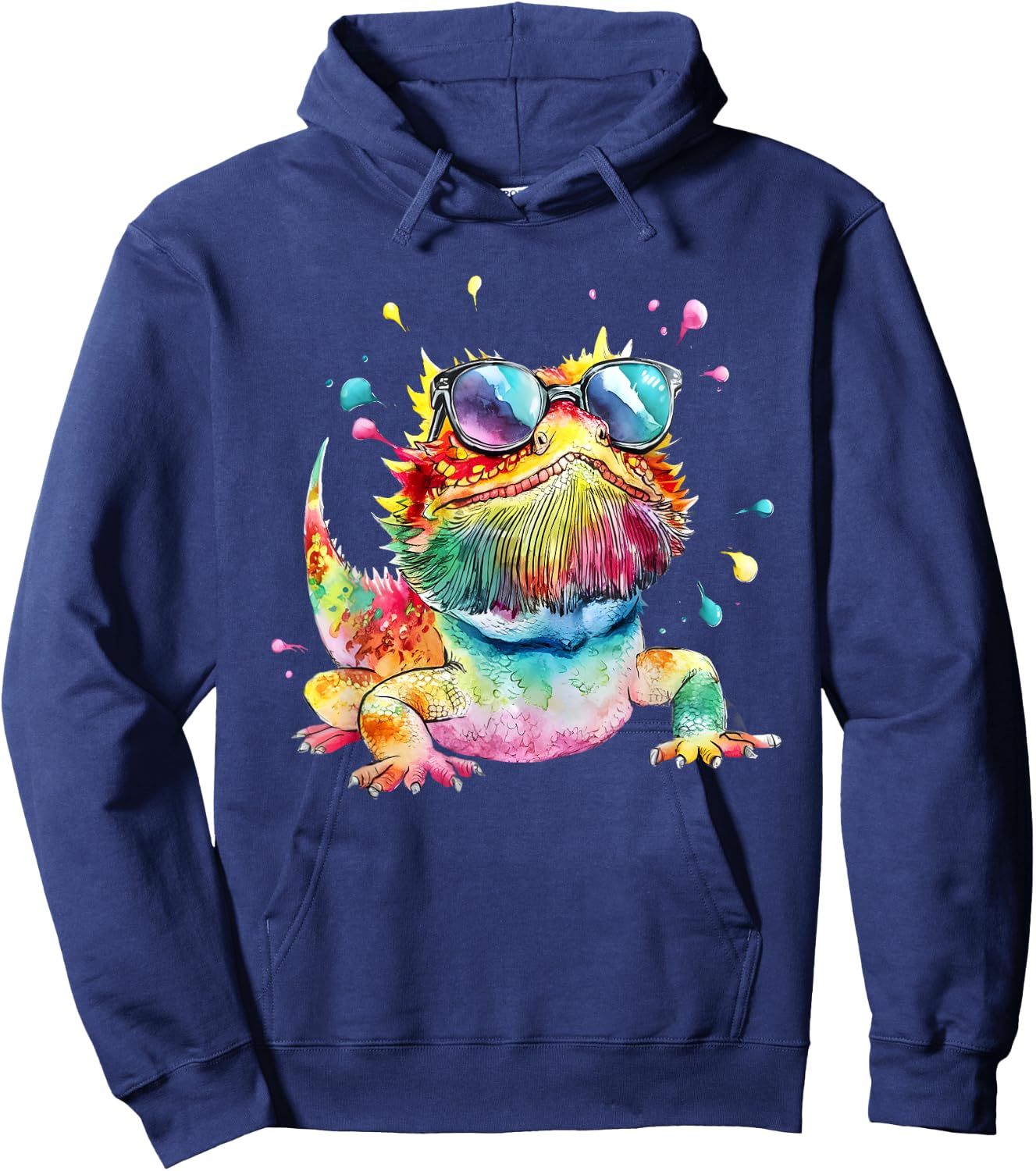Bearded Dragon Men Woman Colorful Watercolor Bearded Dragon Hoodie - Hoodie | Navy