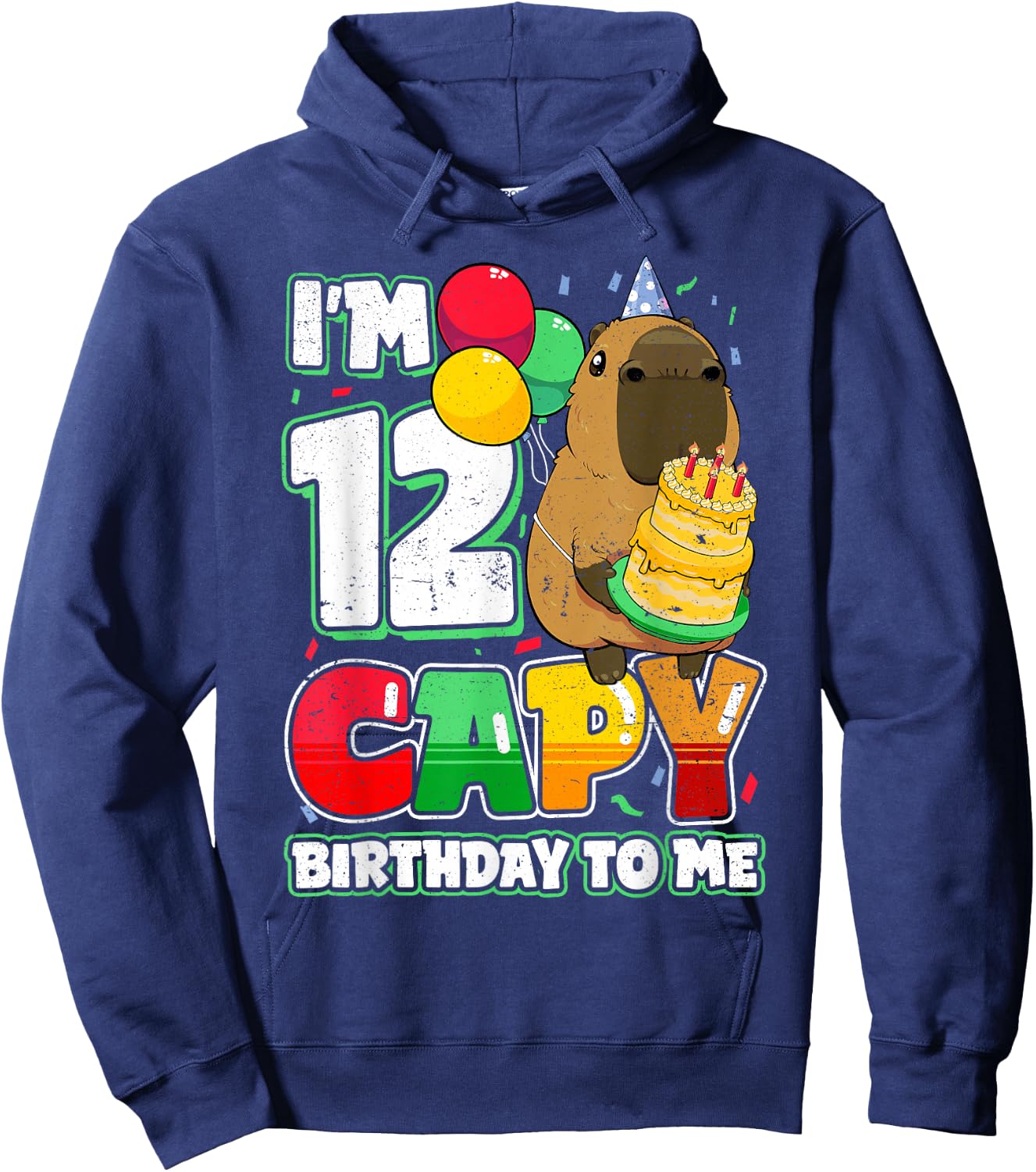 12 Years Old Capy Birthday to me 12th Birthday Capybara Hoodie - Hoodie | Navy